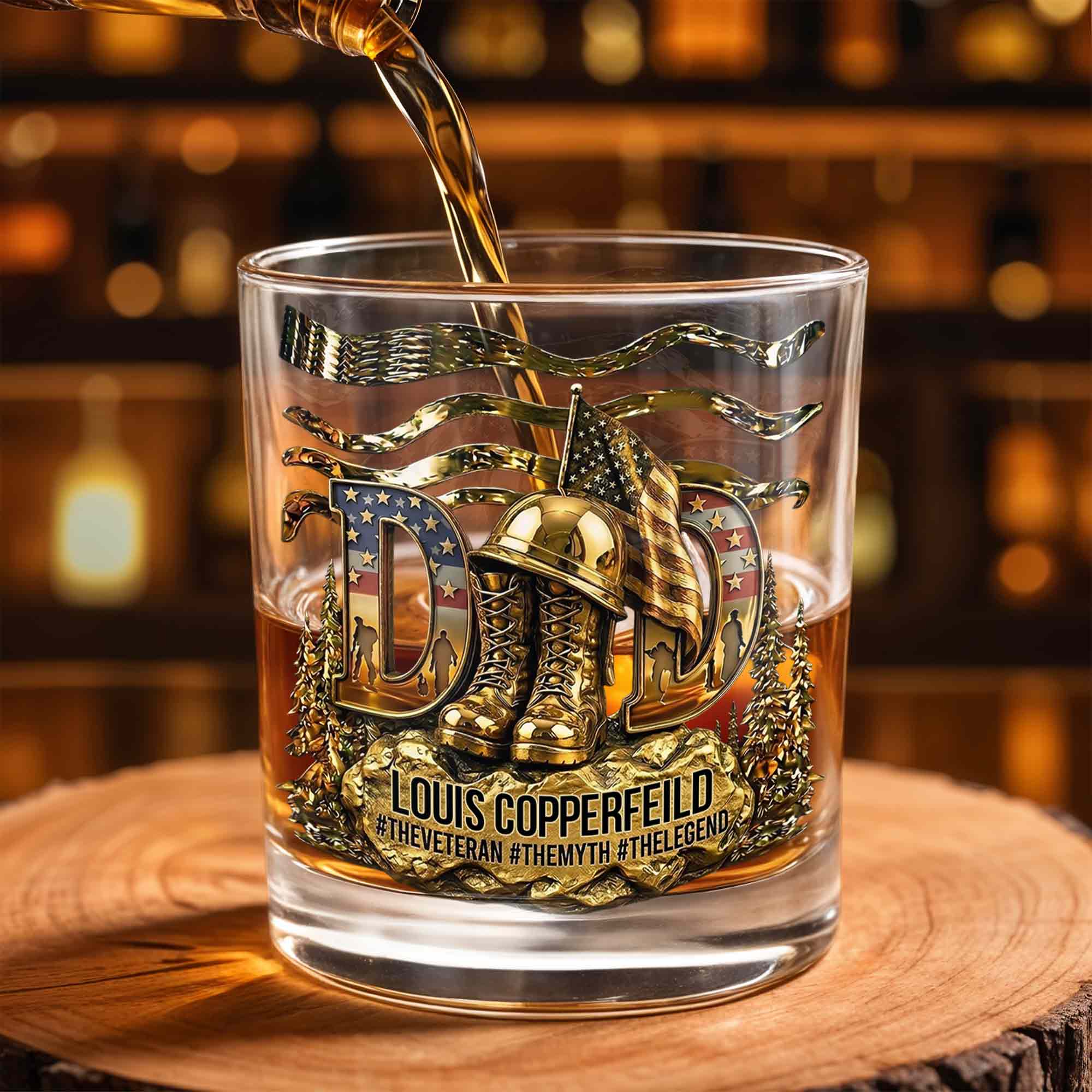 Personalized Custom Whiskey Glass for Dad with 3D Design