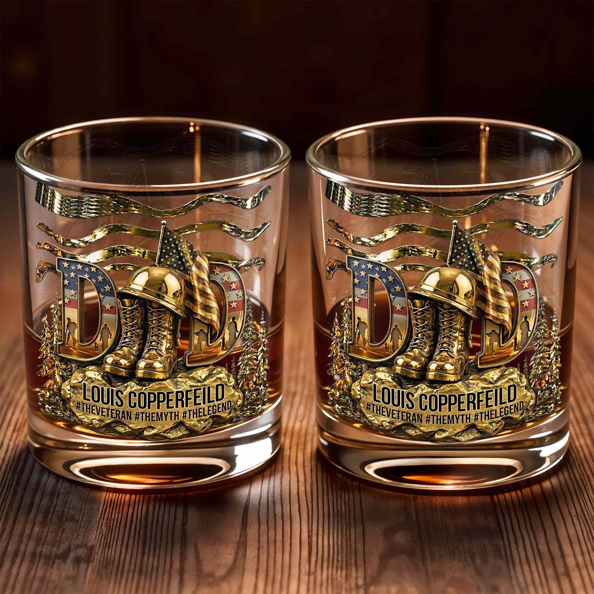 Personalized Custom Whiskey Glass for Dad with 3D Design
