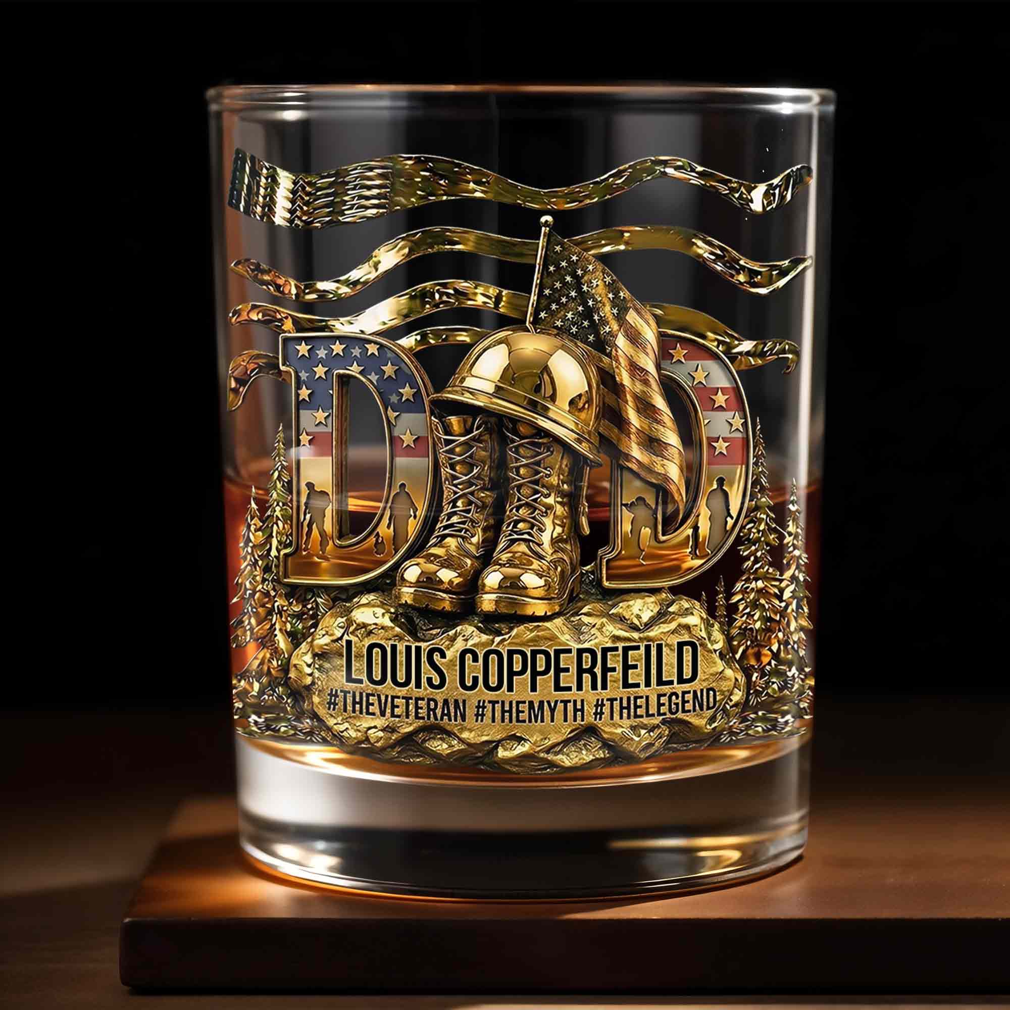 Personalized Custom Whiskey Glass for Dad with 3D Design