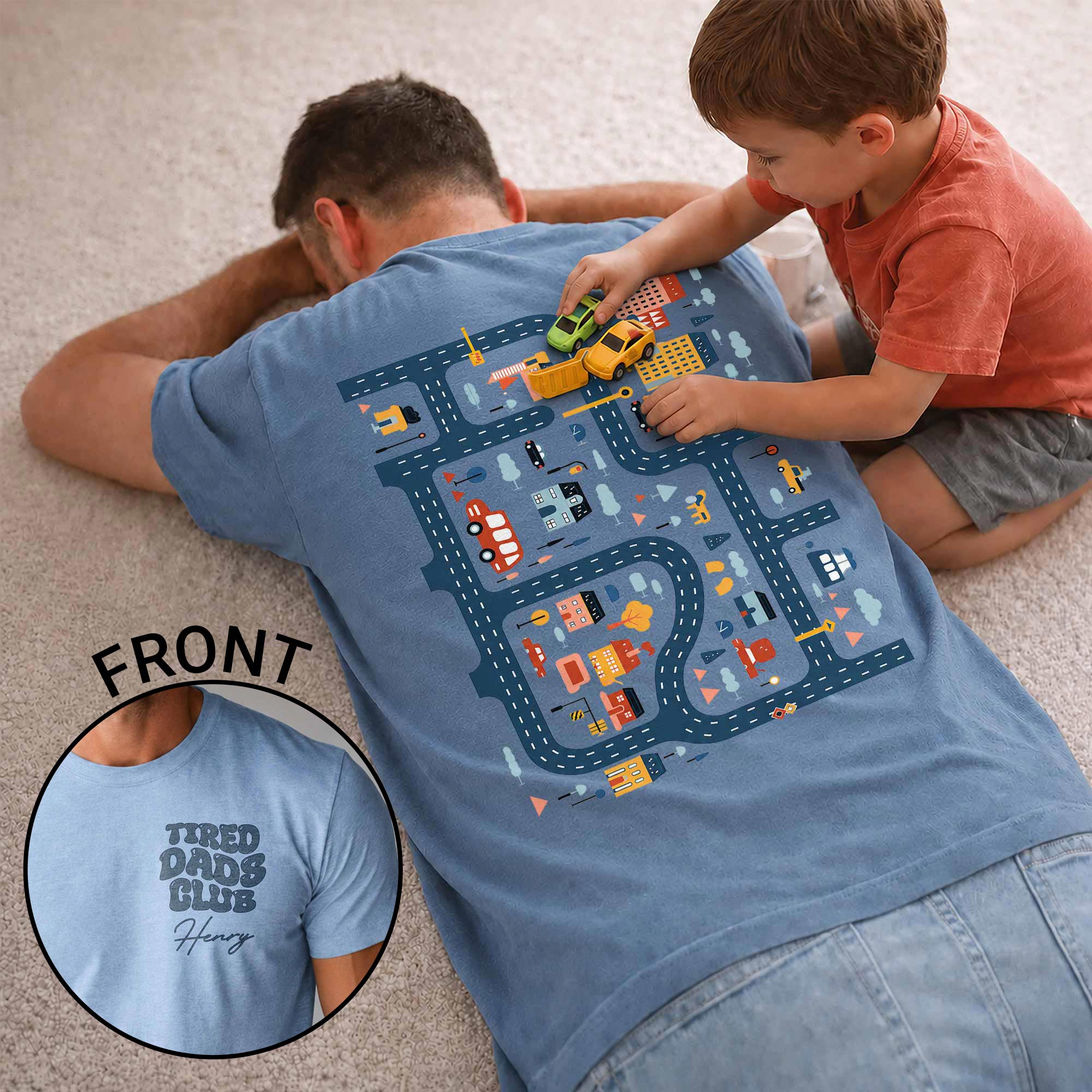 Personalized City Road Map Custom T-Shirt for Dad Gift