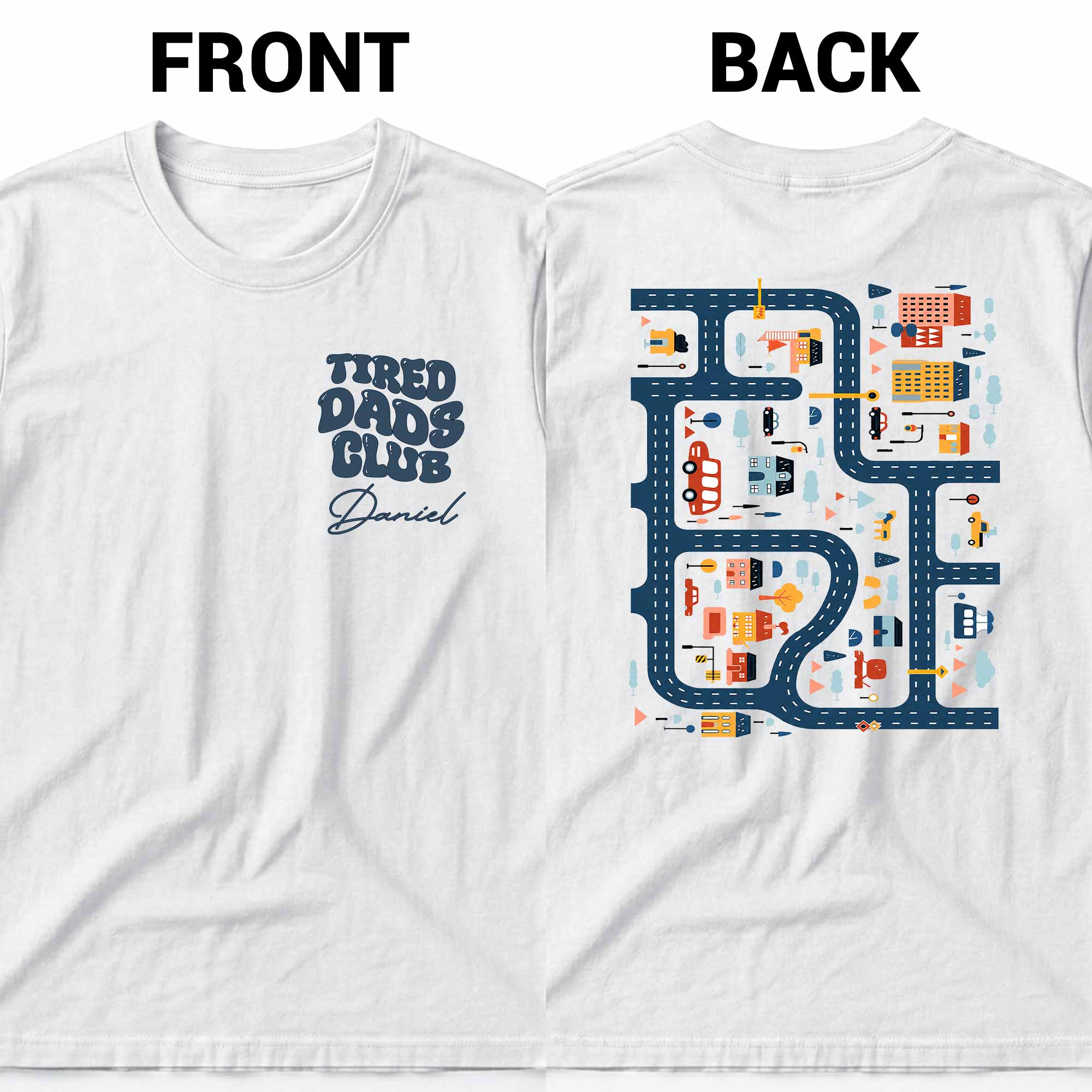 Personalized City Road Map Custom T-Shirt for Dad Gift