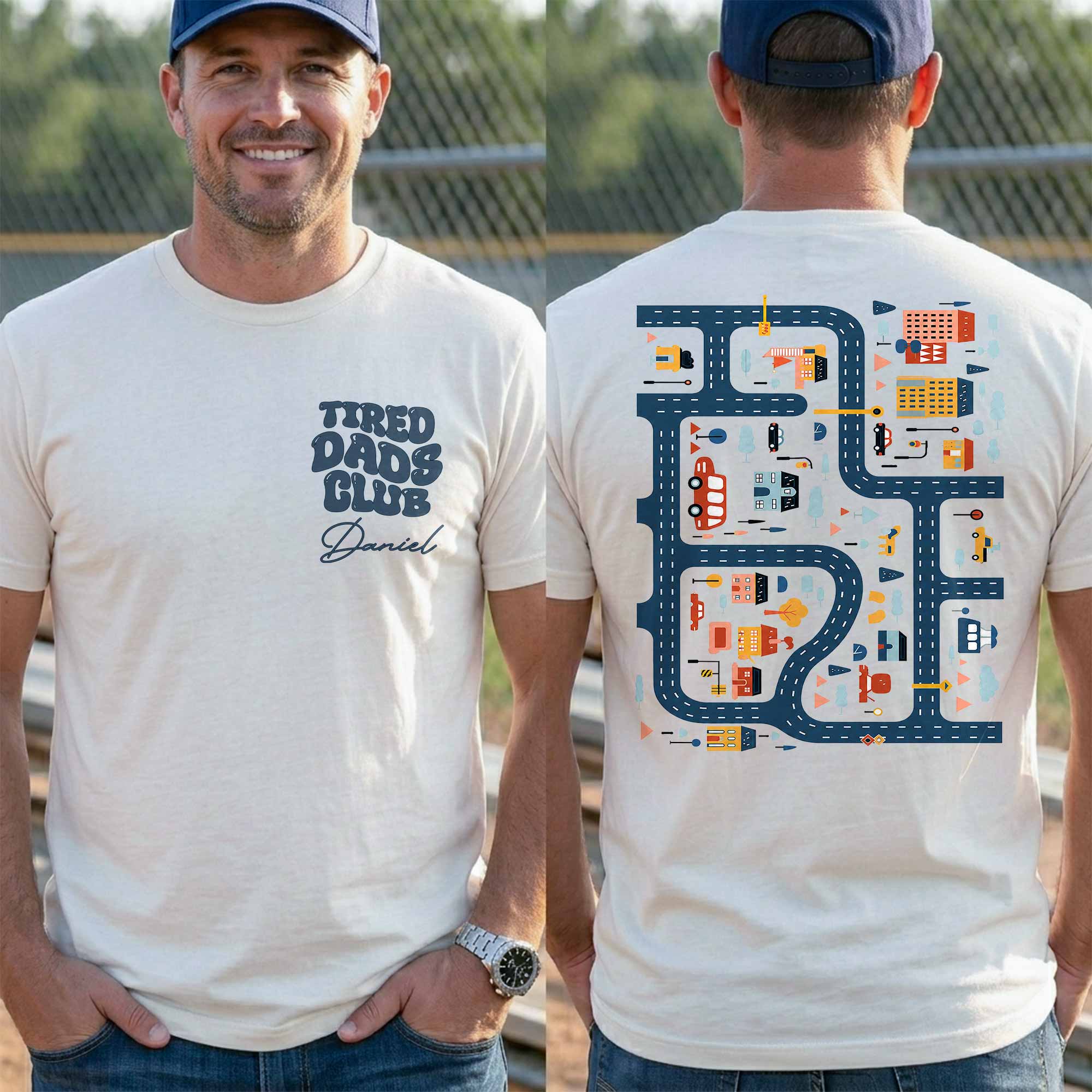 Personalized City Road Map Custom T-Shirt for Dad Gift