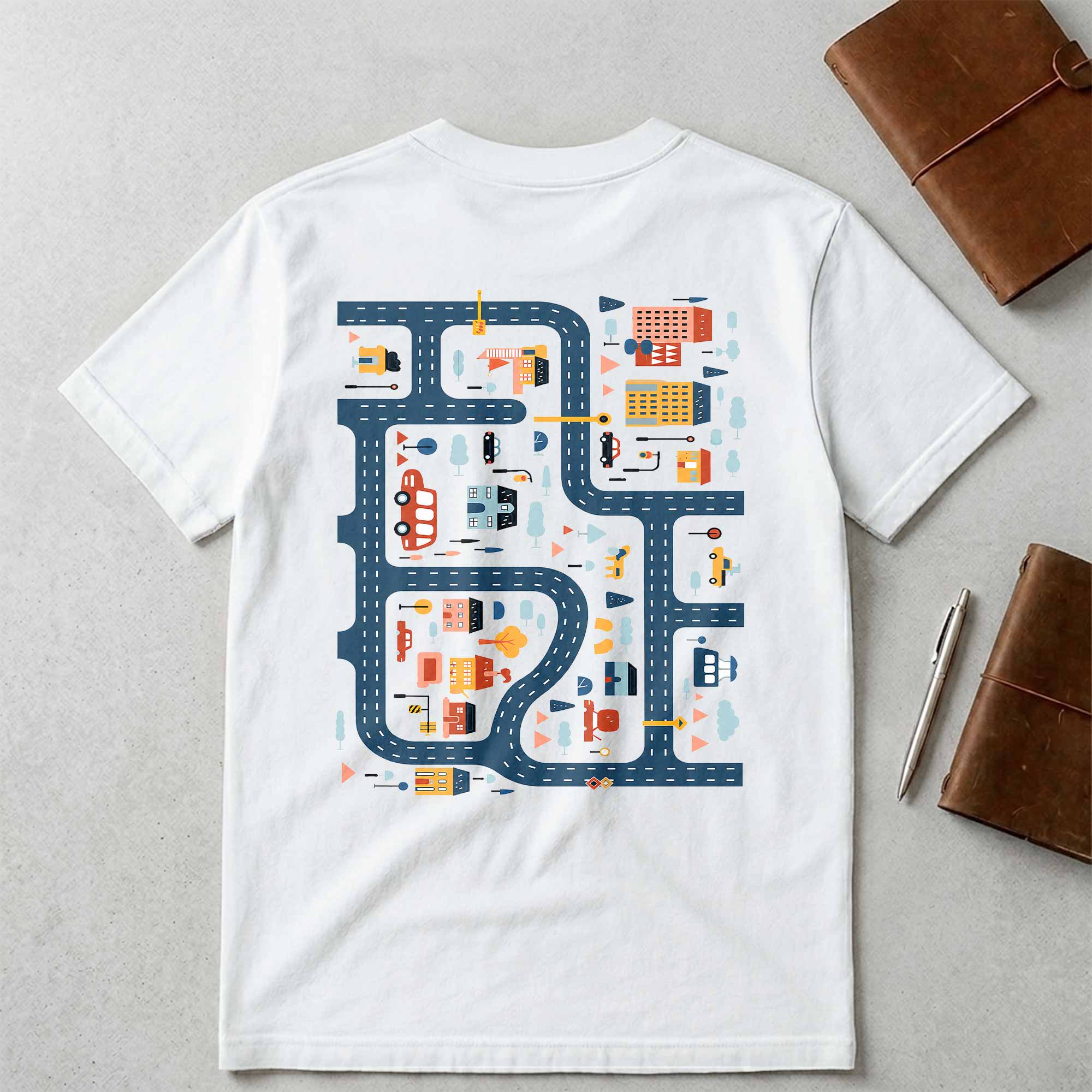 Personalized City Road Map Custom T-Shirt for Dad Gift