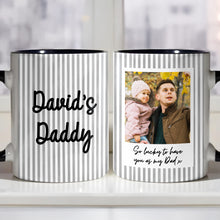 Load image into Gallery viewer, Personalized Pink Stripes Accent Mug Custom Name for Dad

