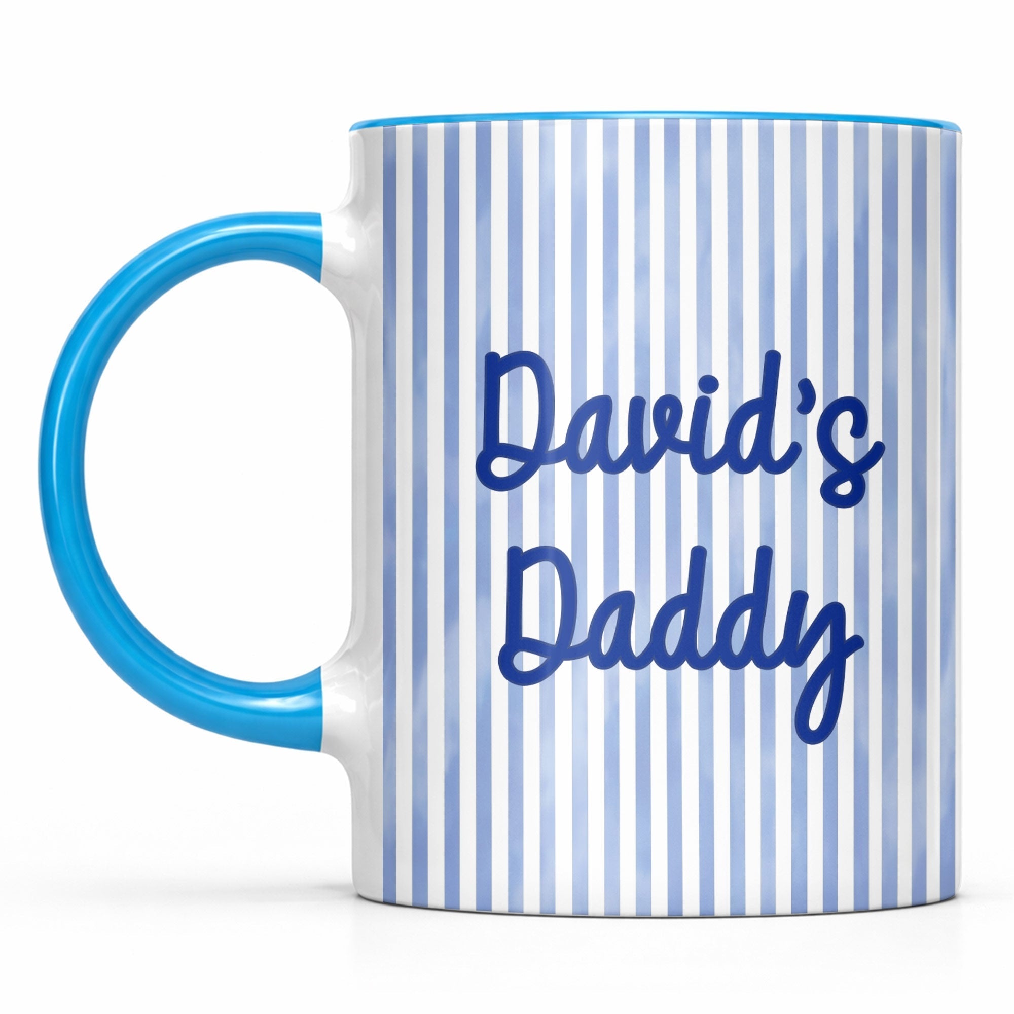 Personalized Pink Stripes Accent Mug Custom Name for Dad