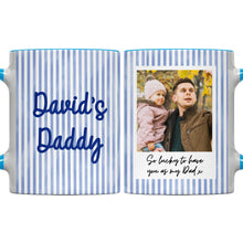 Load image into Gallery viewer, Personalized Pink Stripes Accent Mug Custom Name for Dad
