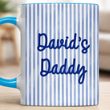 Load image into Gallery viewer, Personalized Pink Stripes Accent Mug Custom Name for Dad
