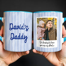 Load image into Gallery viewer, Personalized Pink Stripes Accent Mug Custom Name for Dad
