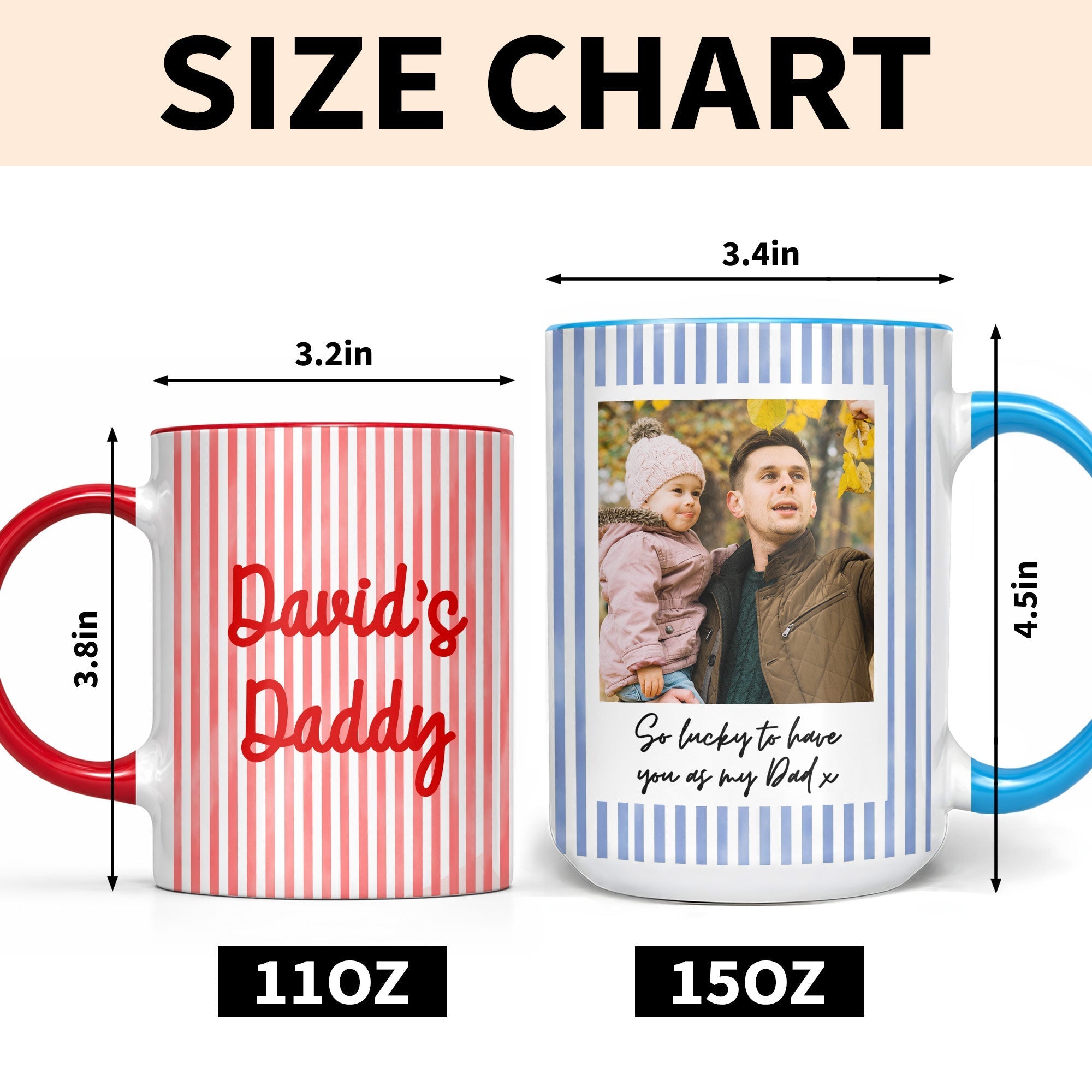 Personalized Pink Stripes Accent Mug Custom Name for Dad