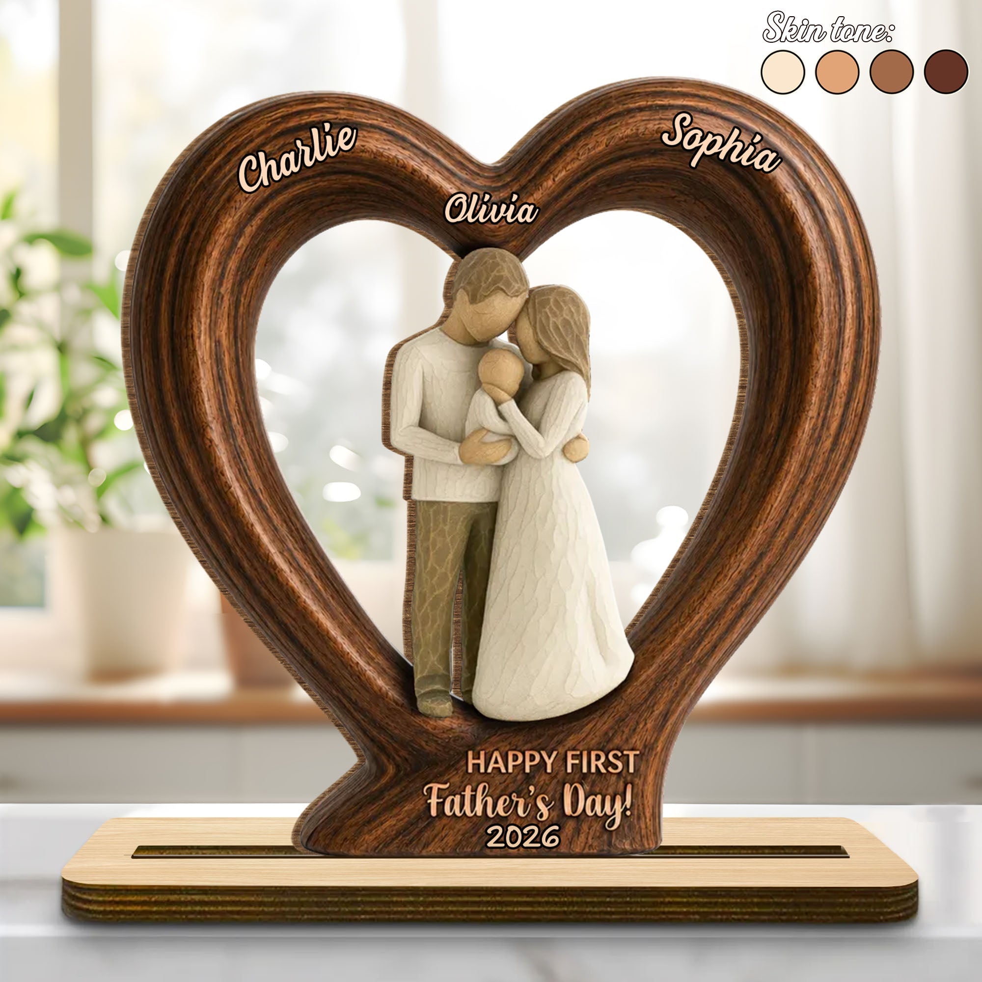 Personalized 2-Layer Wood Plaque Custom Family Gift for Dad