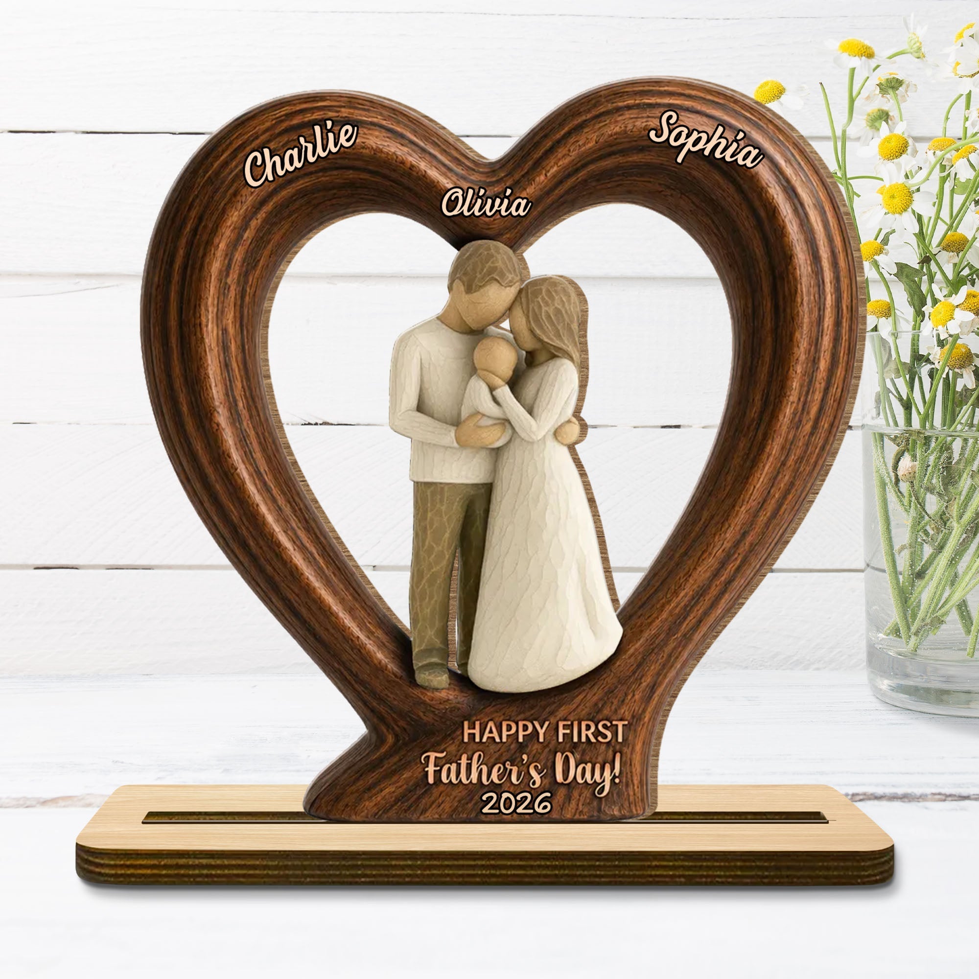 Personalized 2-Layer Wood Plaque Custom Family Gift for Dad