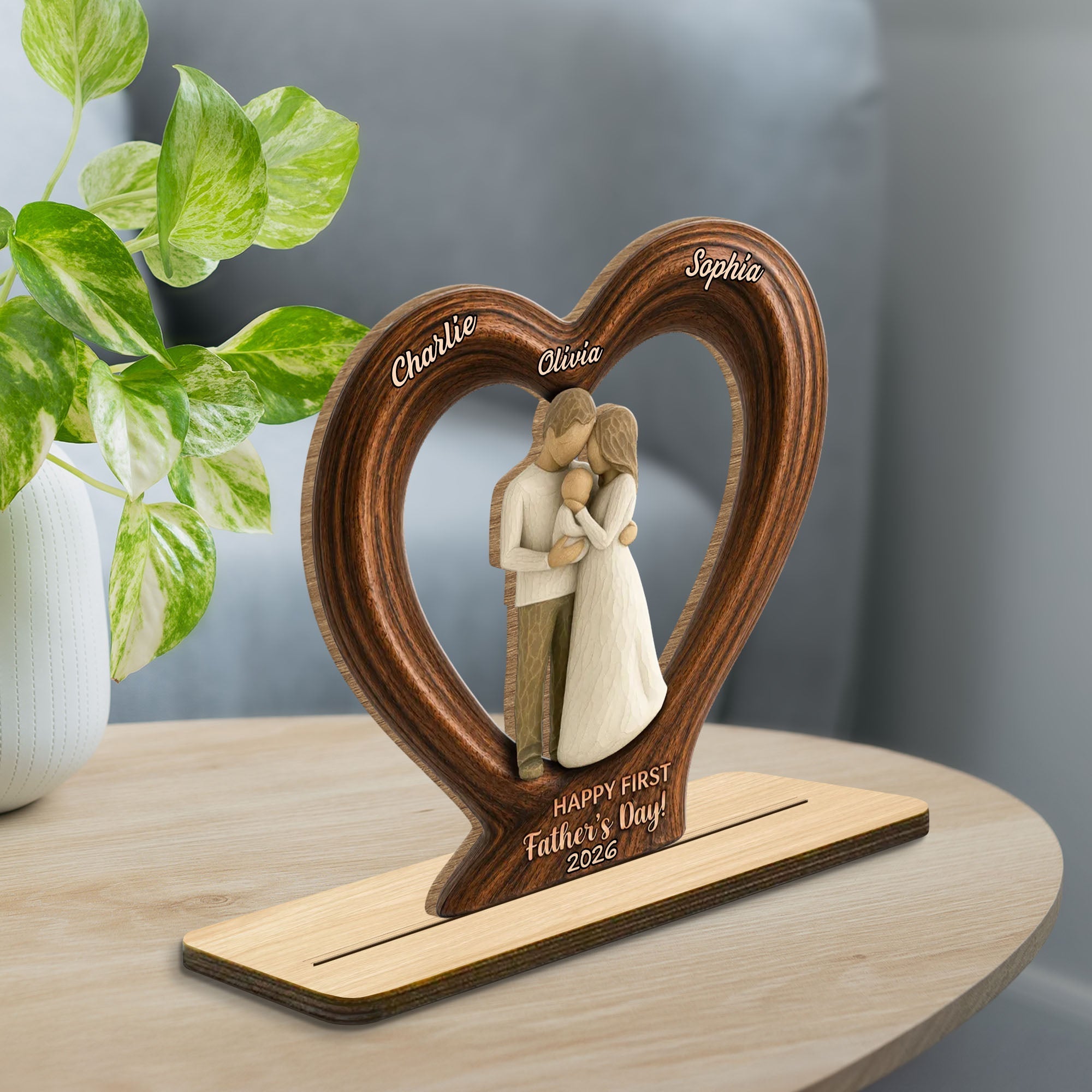 Personalized 2-Layer Wood Plaque Custom Family Gift for Dad