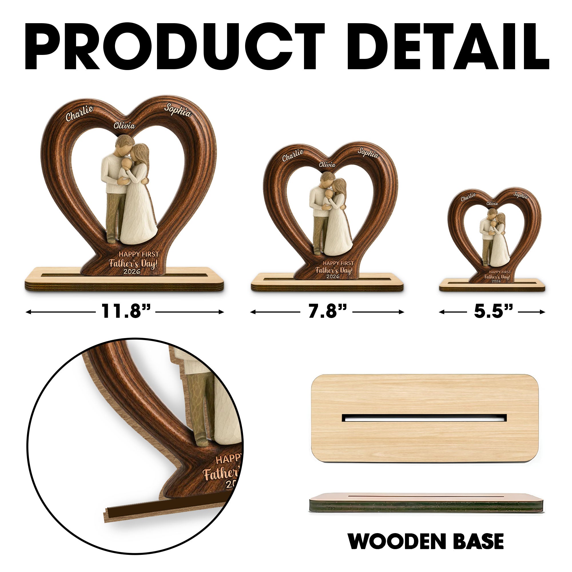 Personalized 2-Layer Wood Plaque Custom Family Gift for Dad