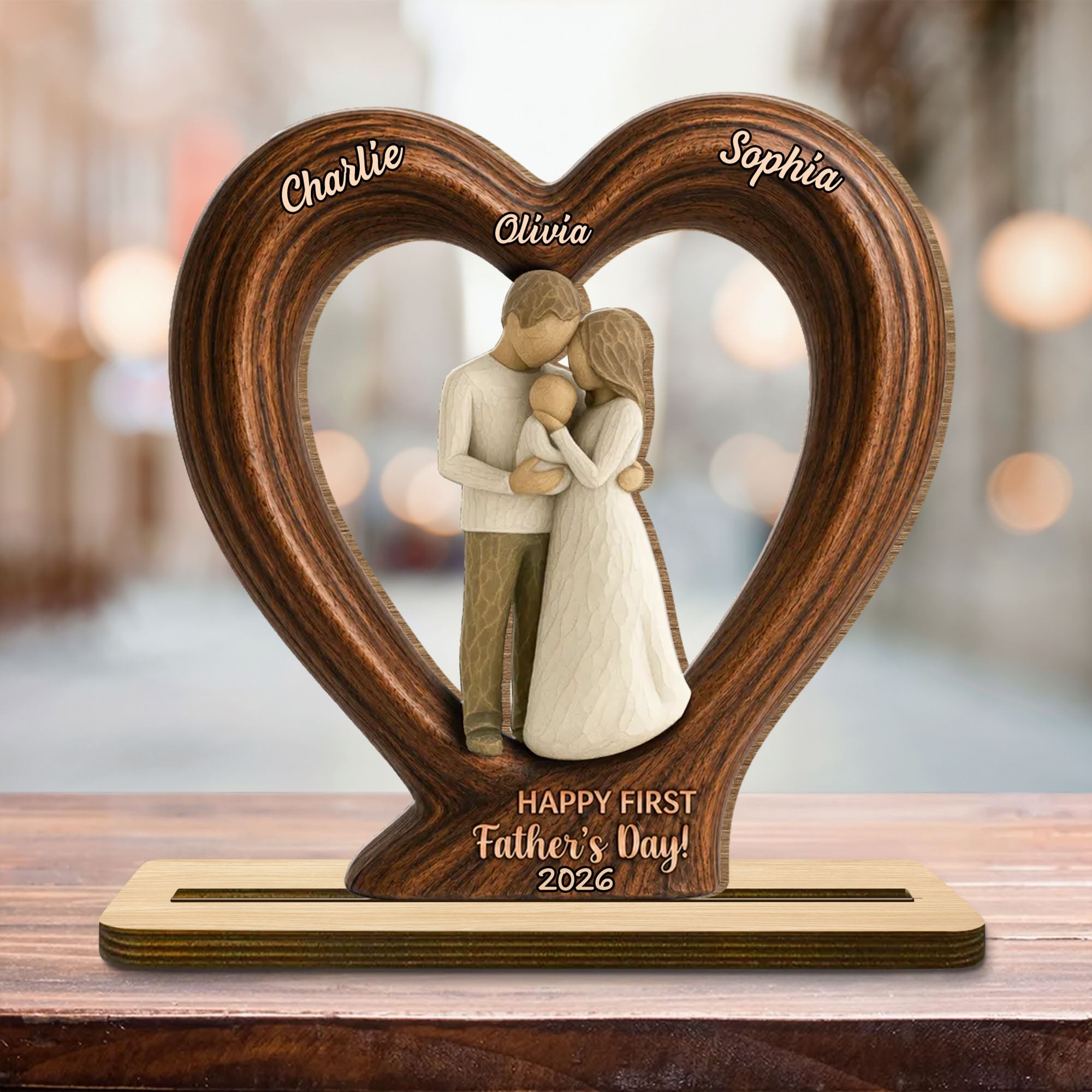 Personalized 2-Layer Wood Plaque Custom Family Gift for Dad