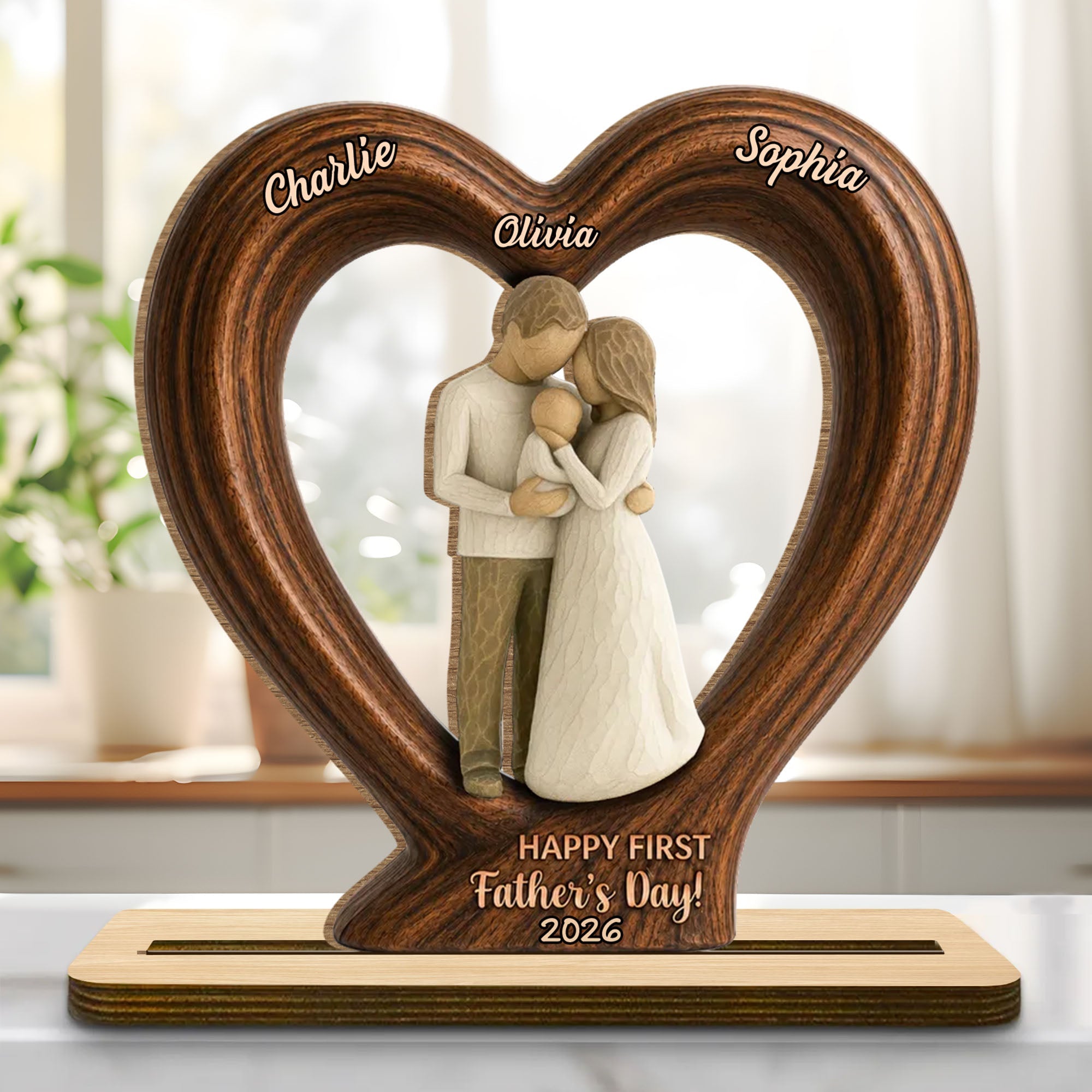 Personalized 2-Layer Wood Plaque Custom Family Gift for Dad