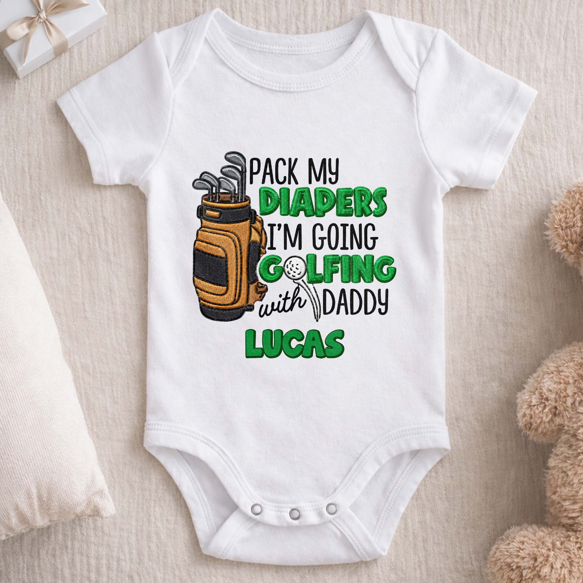 Personalized Baby Onesie Pack My Diapers Golfing Gift for Dad