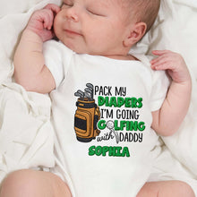 Load image into Gallery viewer, Personalized Baby Onesie Pack My Diapers Golfing Gift for Dad
