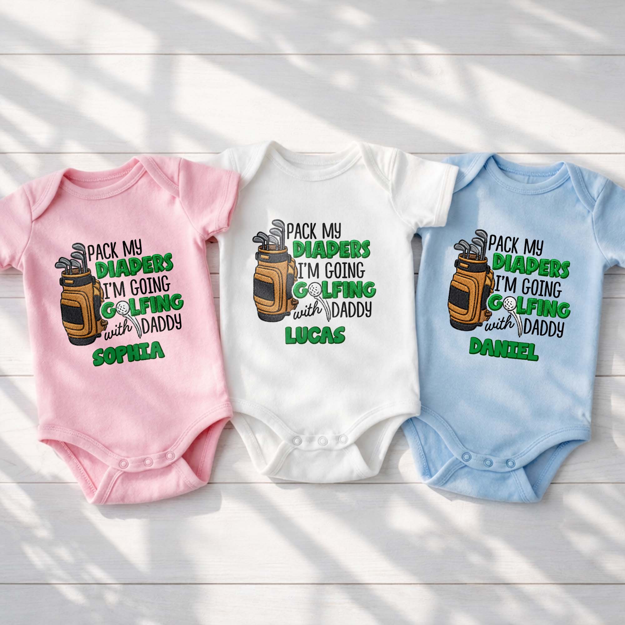 Personalized Baby Onesie Pack My Diapers Golfing Gift for Dad