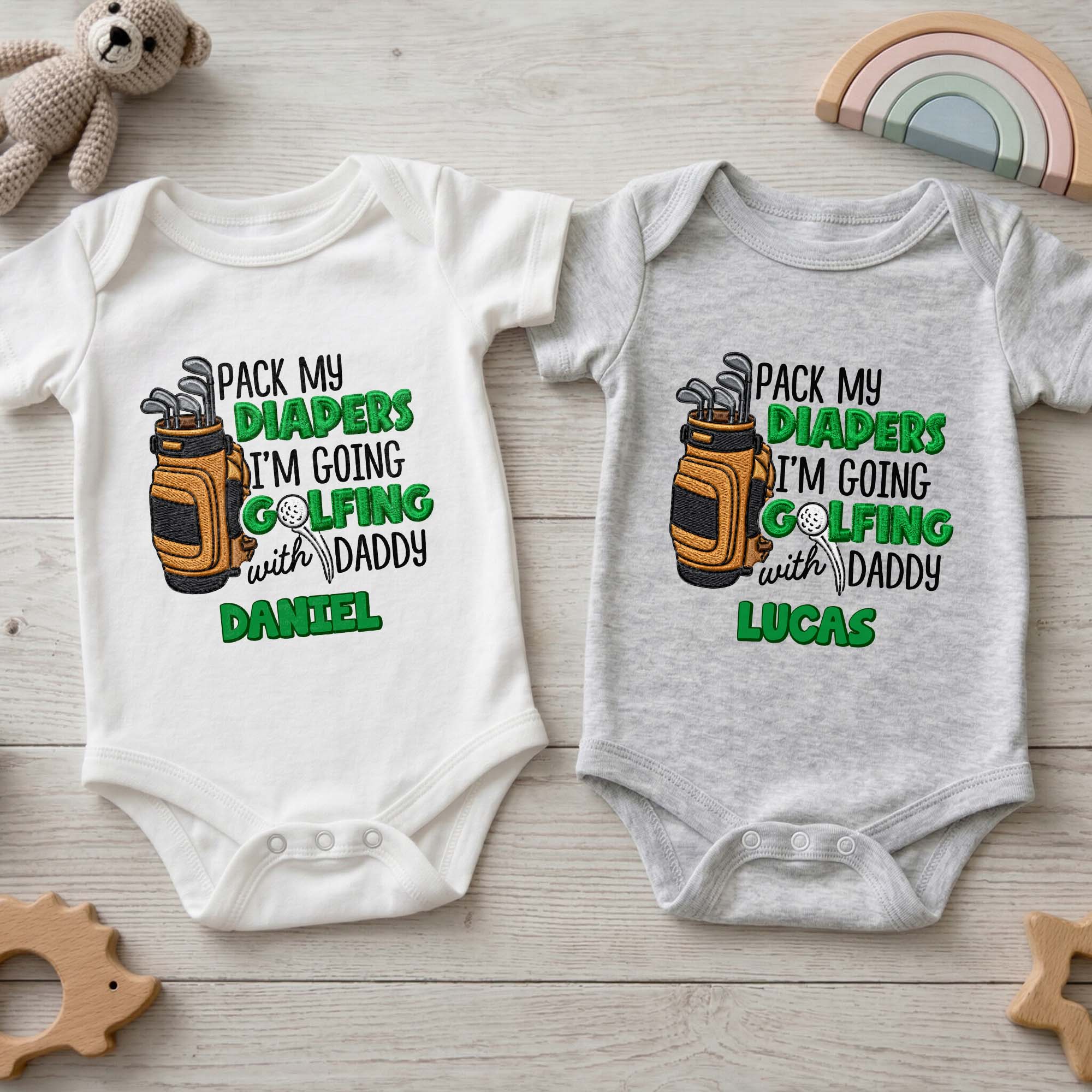 Personalized Baby Onesie Pack My Diapers Golfing Gift for Dad