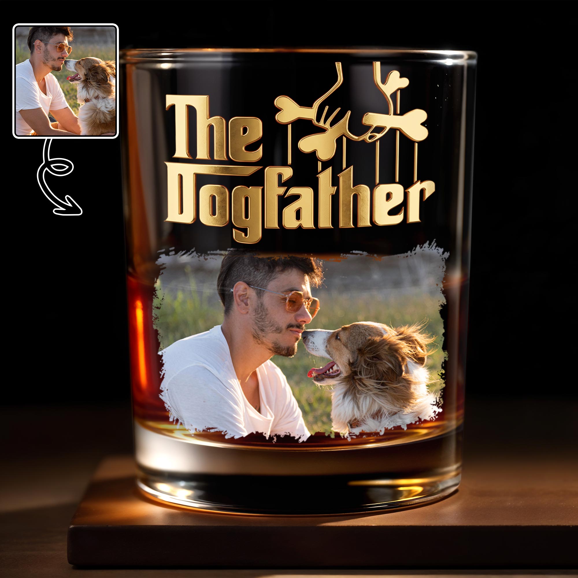Personalized Custom Photo Whiskey Glass Gift for Dog Dad