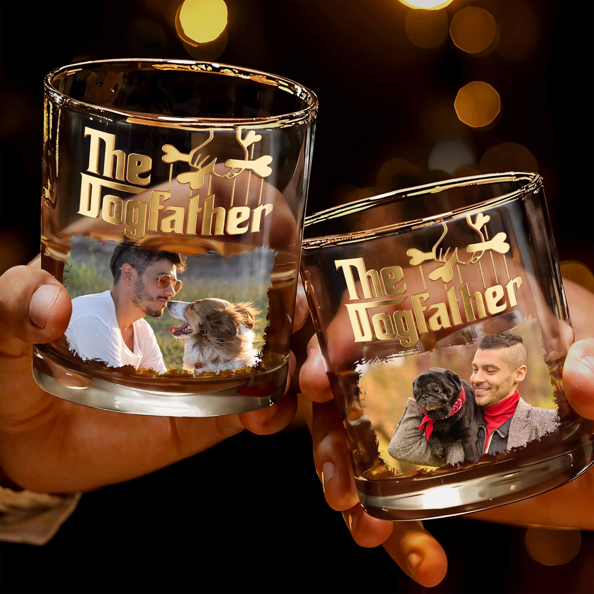 Personalized Custom Photo Whiskey Glass Gift for Dog Dad