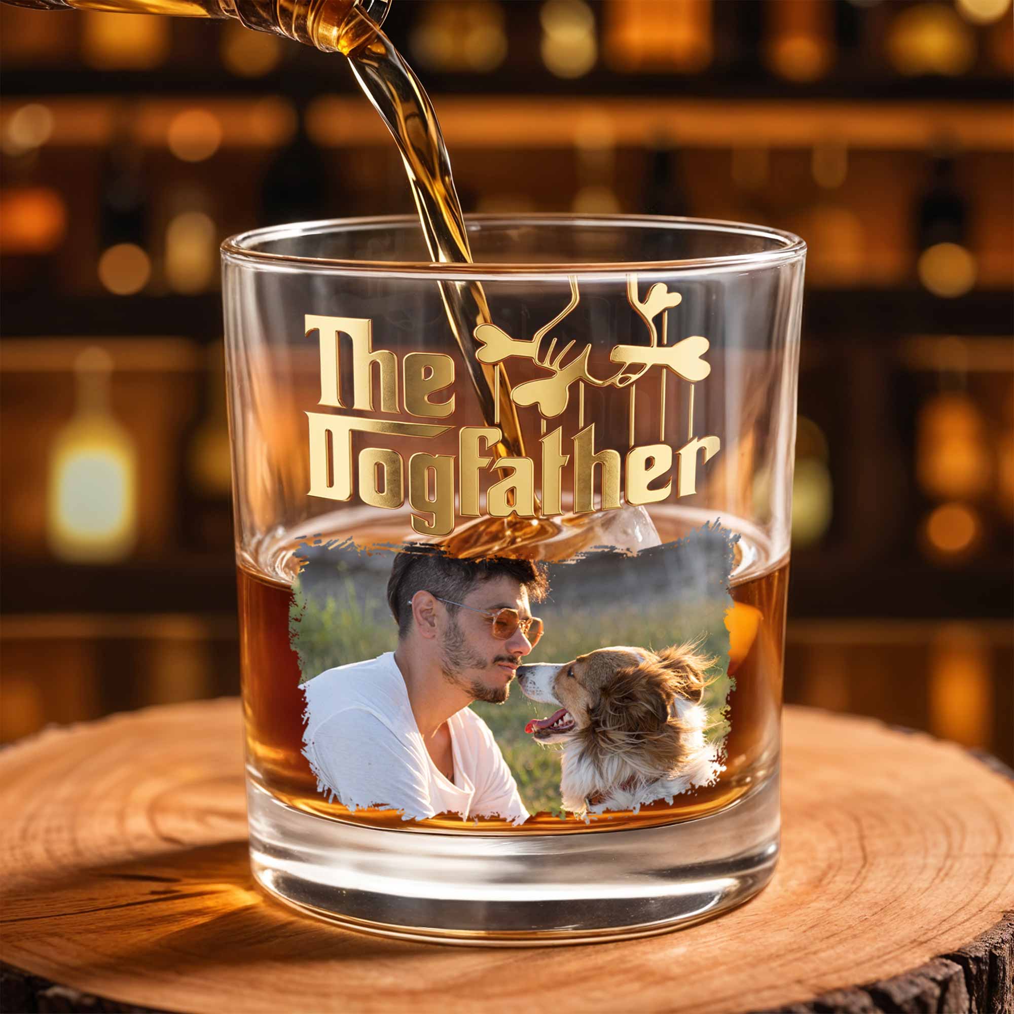 Personalized Custom Photo Whiskey Glass Gift for Dog Dad