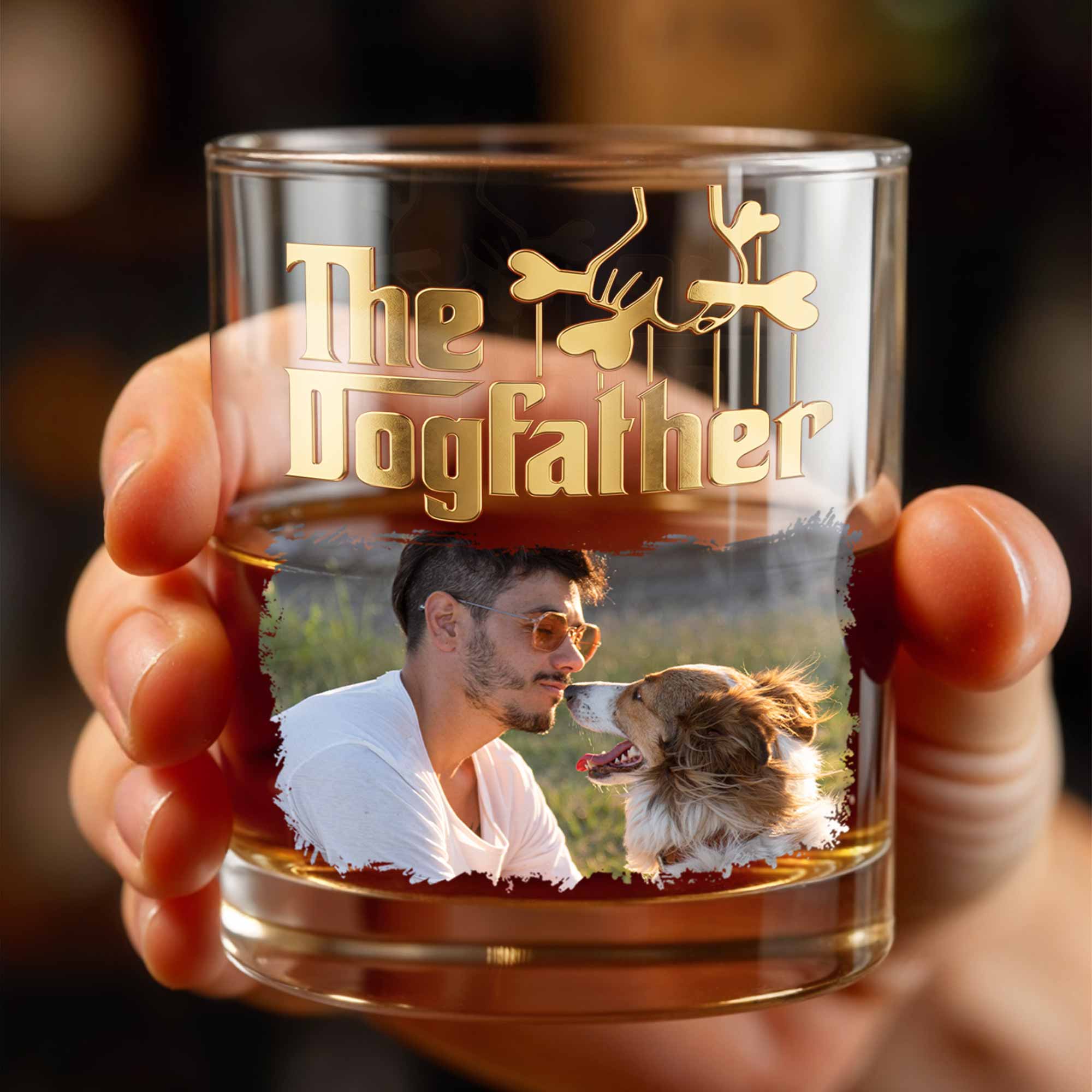 Personalized Custom Photo Whiskey Glass Gift for Dog Dad