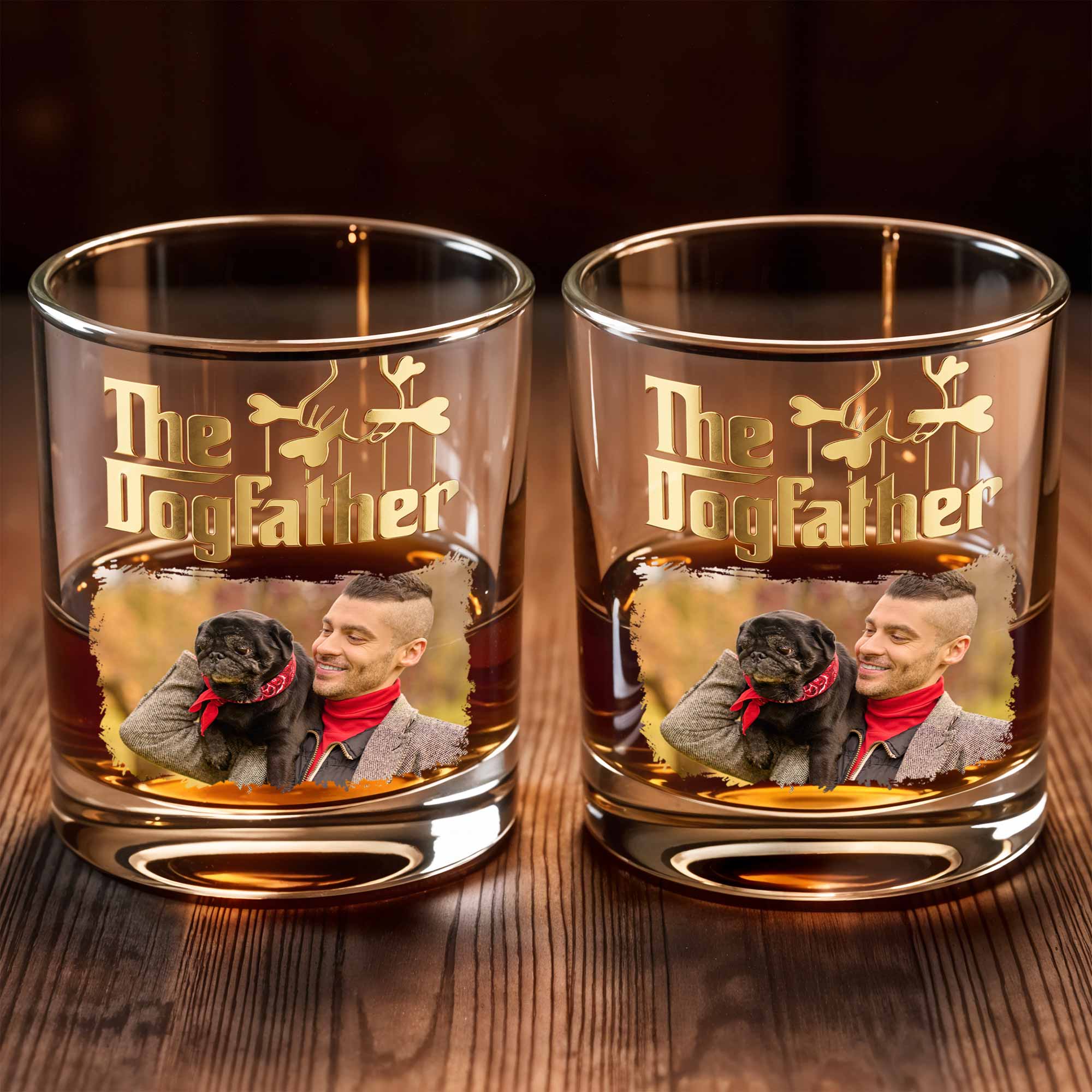 Personalized Custom Photo Whiskey Glass Gift for Dog Dad