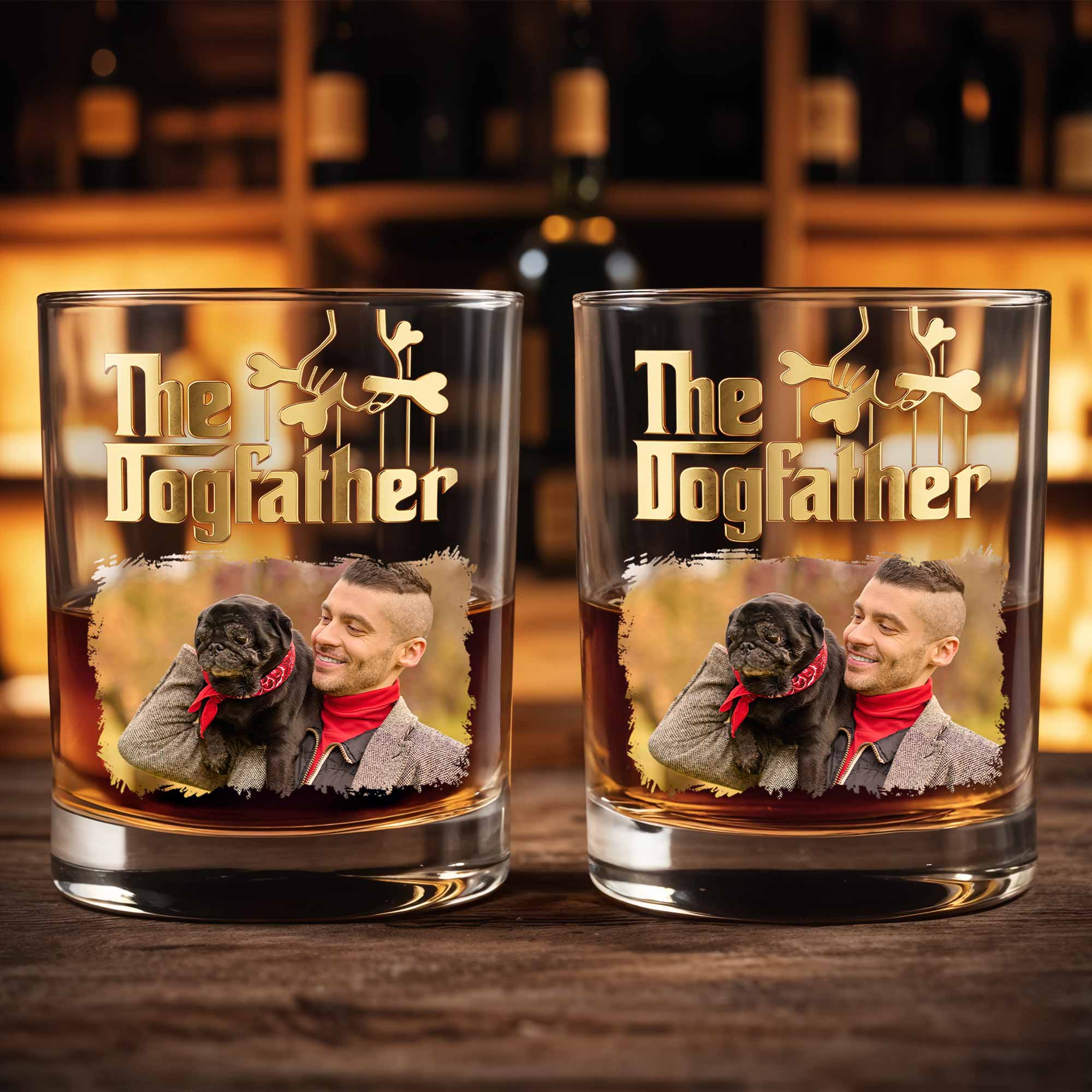 Personalized Custom Photo Whiskey Glass Gift for Dog Dad