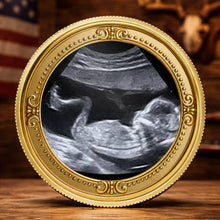 Load image into Gallery viewer, Personalized Baby Bump Ultrasound Photo Coin Custom Keepsake Gift for Dad
