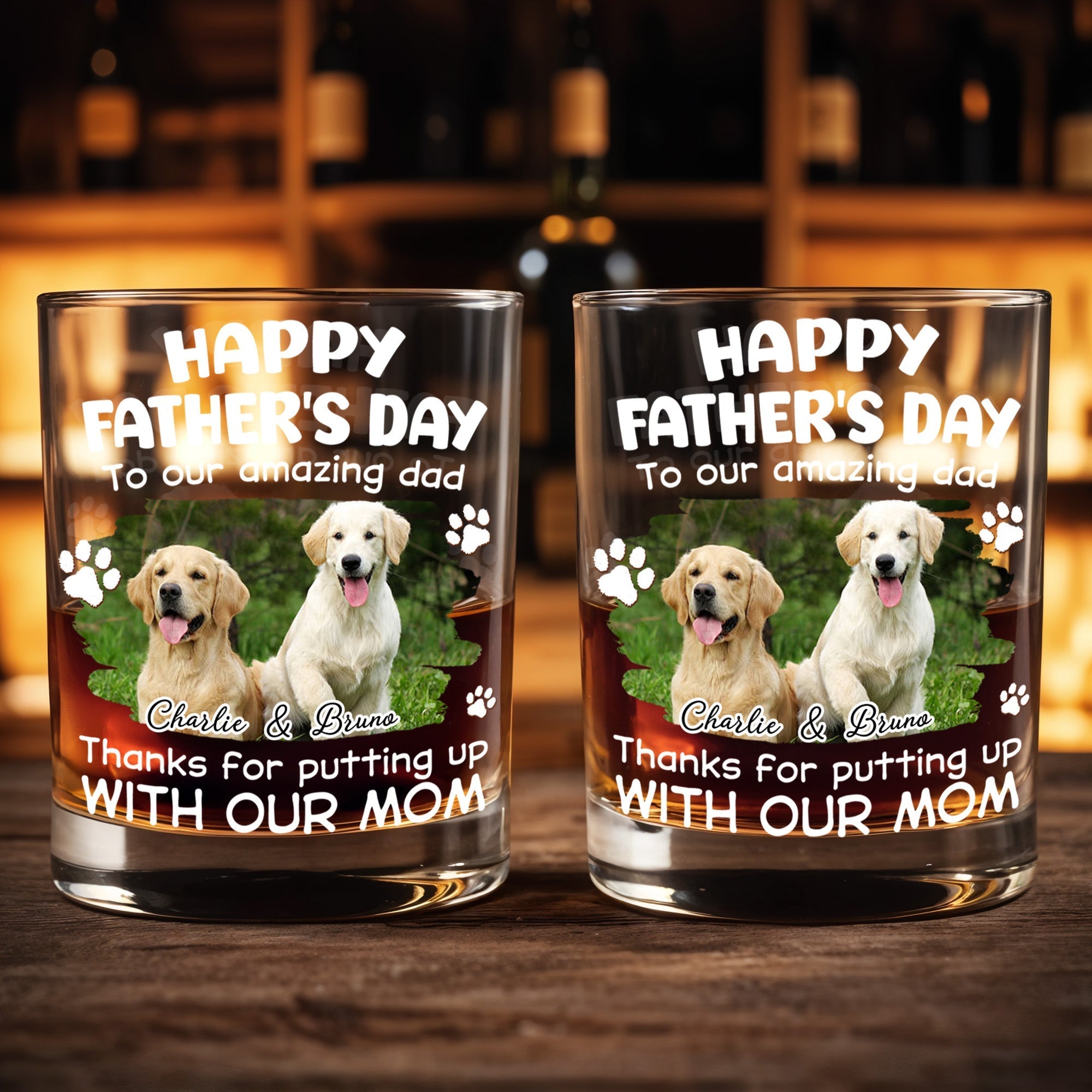 Personalized Whiskey Glass Custom Dog Photo Gift for Dad