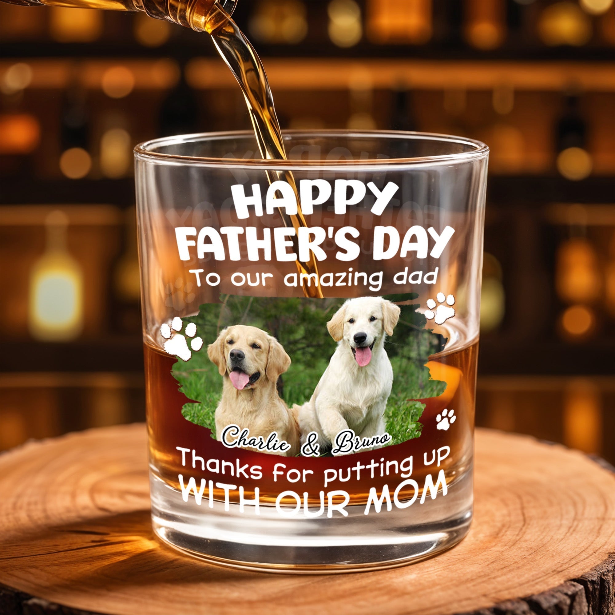 Personalized Whiskey Glass Custom Dog Photo Gift for Dad