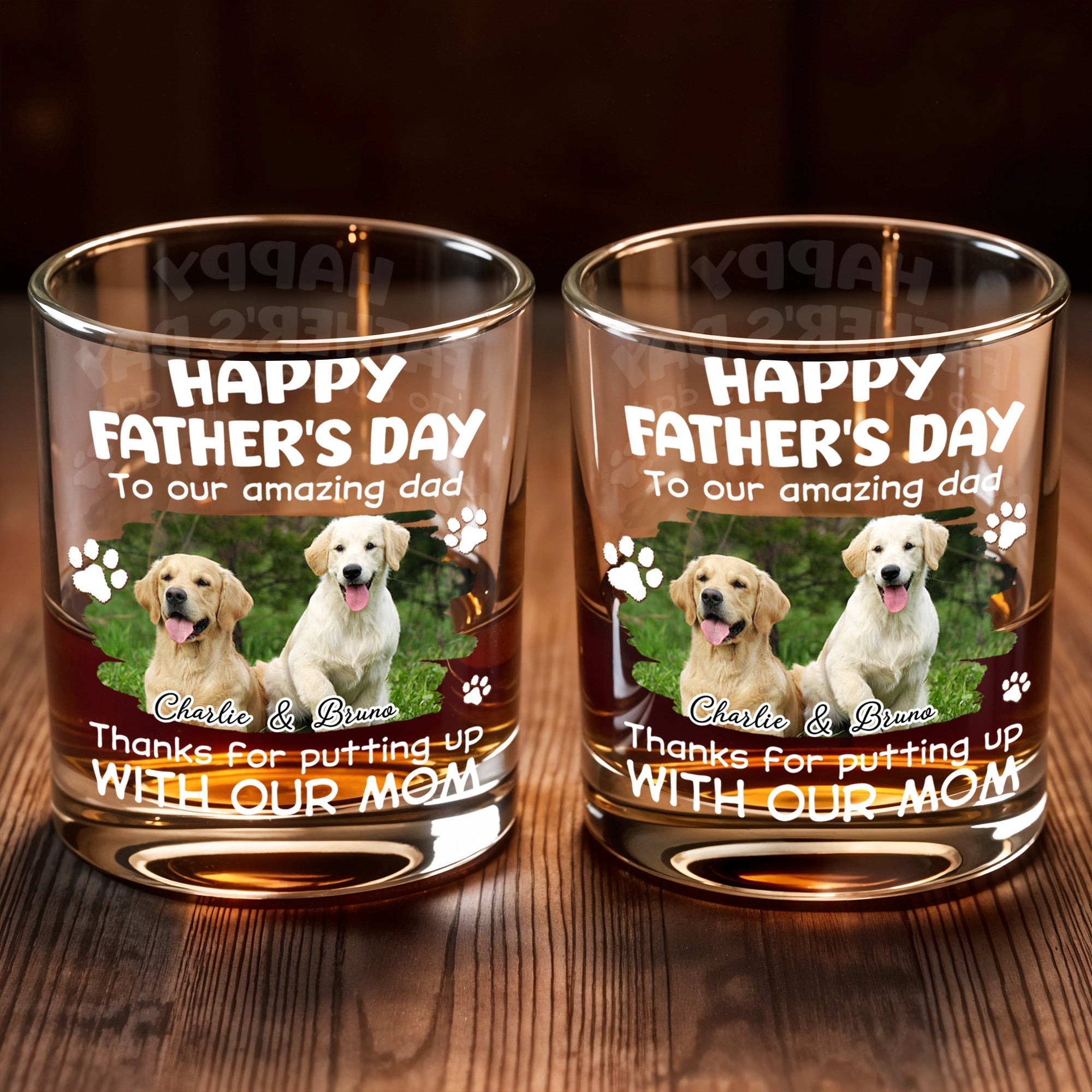 Personalized Whiskey Glass Custom Dog Photo Gift for Dad