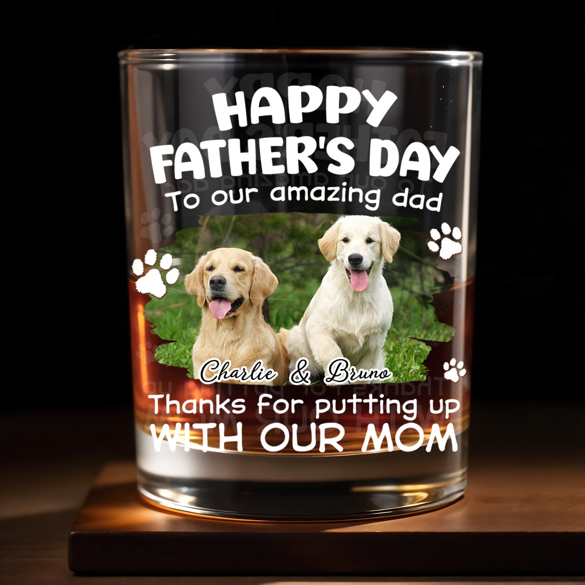 Personalized Whiskey Glass Custom Dog Photo Gift for Dad