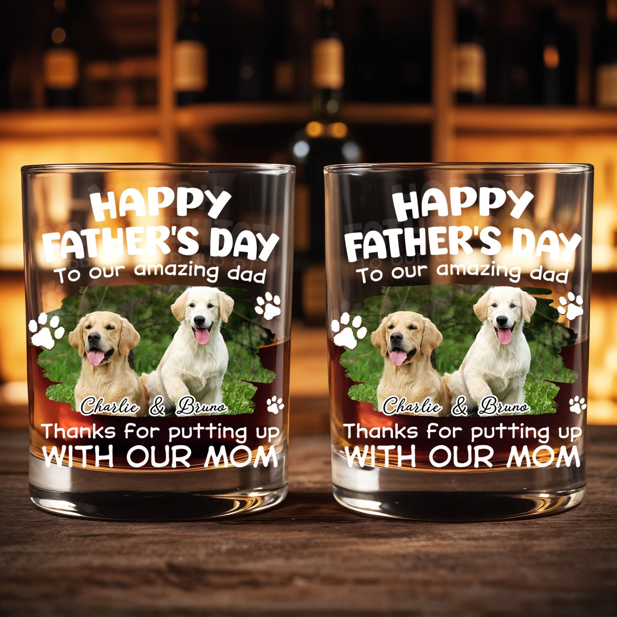 Personalized Whiskey Glass Custom Dog Photo Gift for Dad