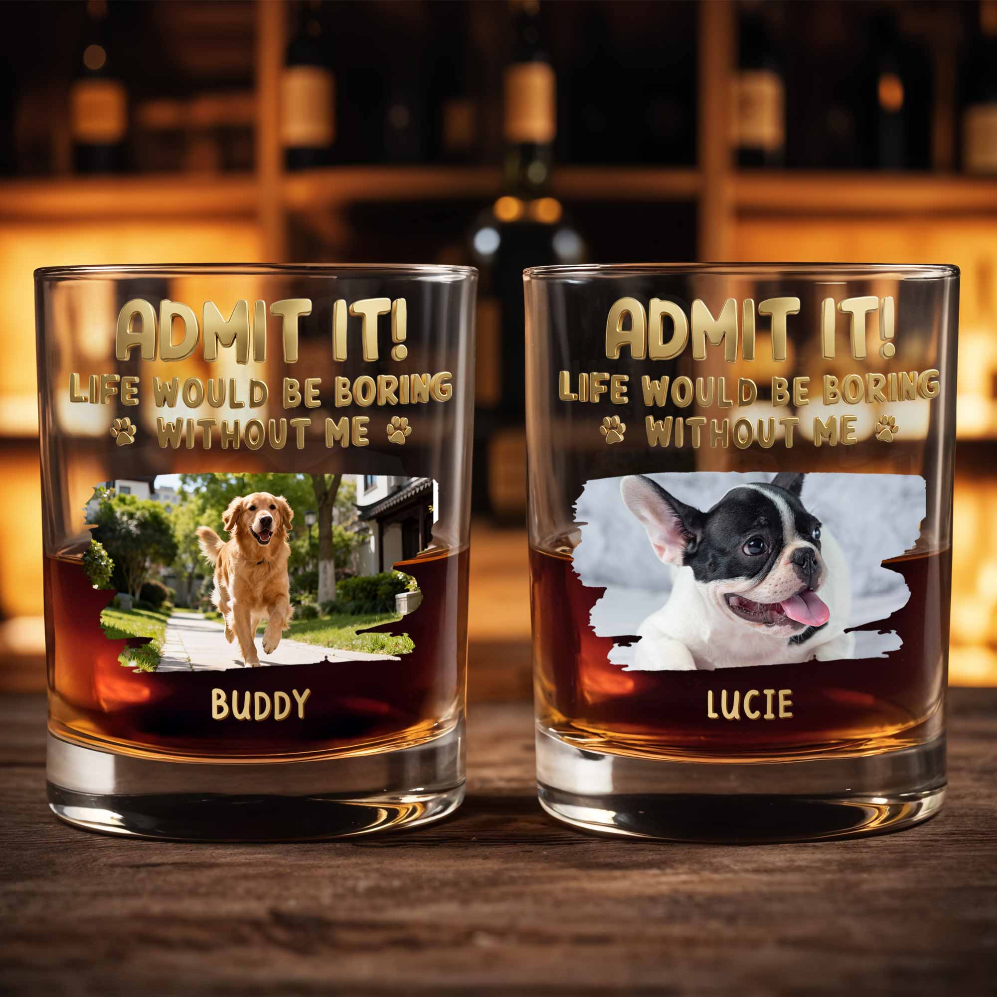 Personalized Whiskey Glass Custom Dog Photo Gift for Dad