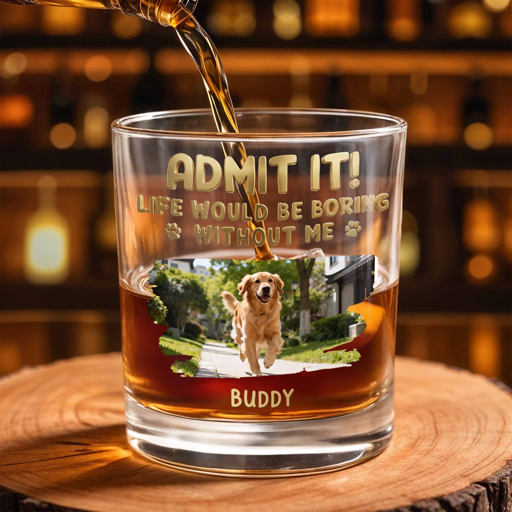 Personalized Whiskey Glass Custom Dog Photo Gift for Dad
