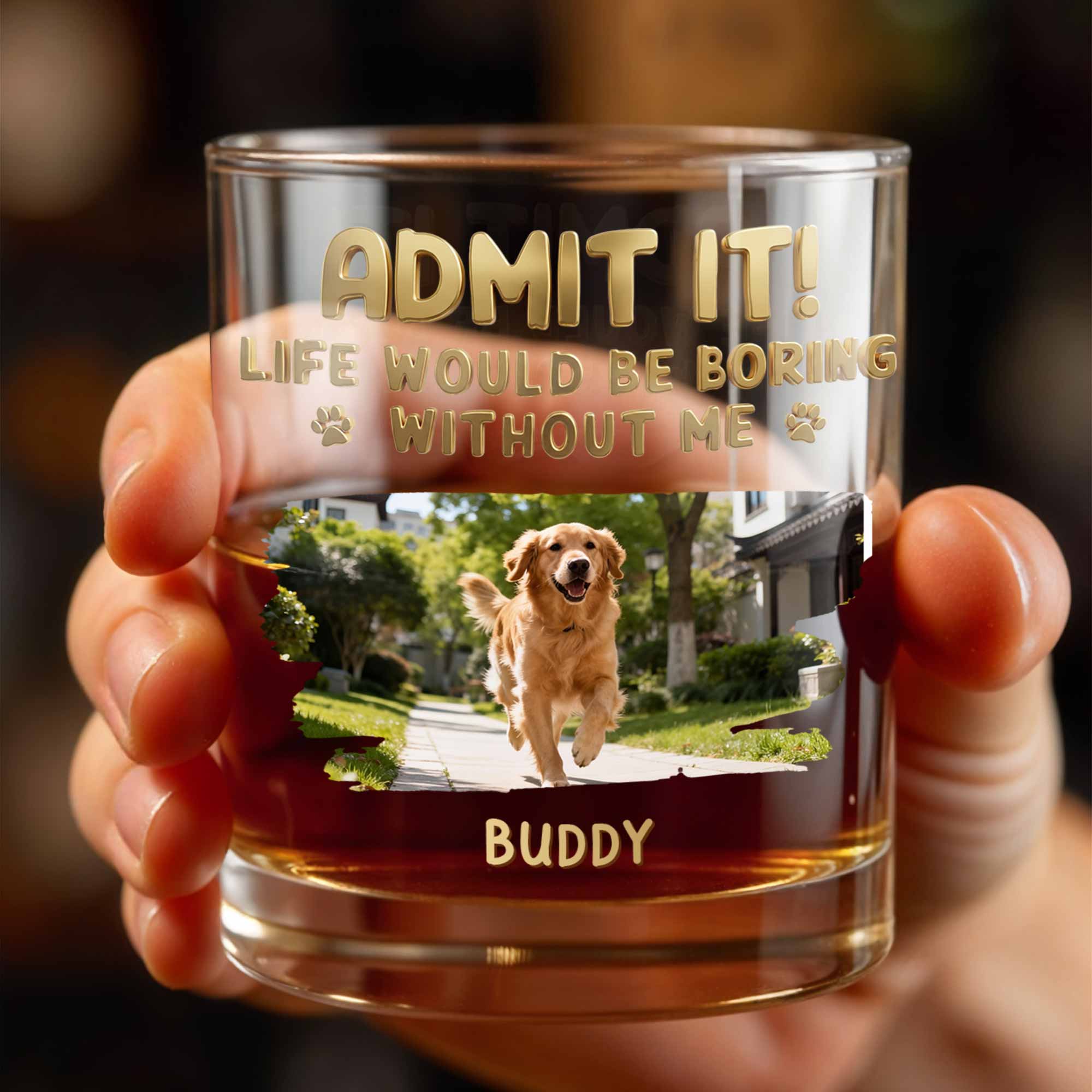 Personalized Whiskey Glass Custom Dog Photo Gift for Dad