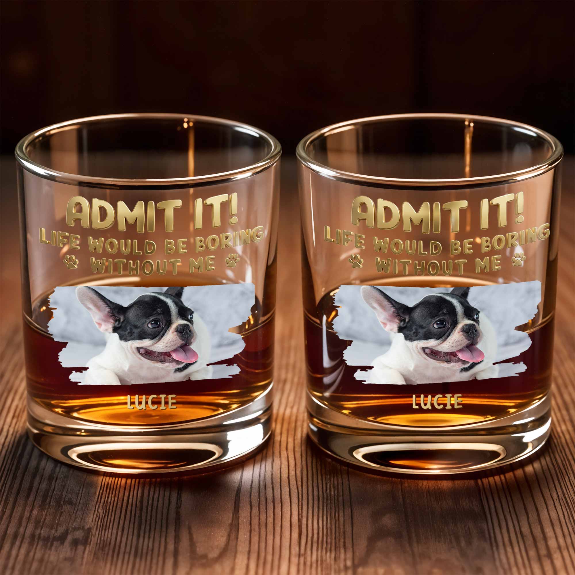 Personalized Whiskey Glass Custom Dog Photo Gift for Dad