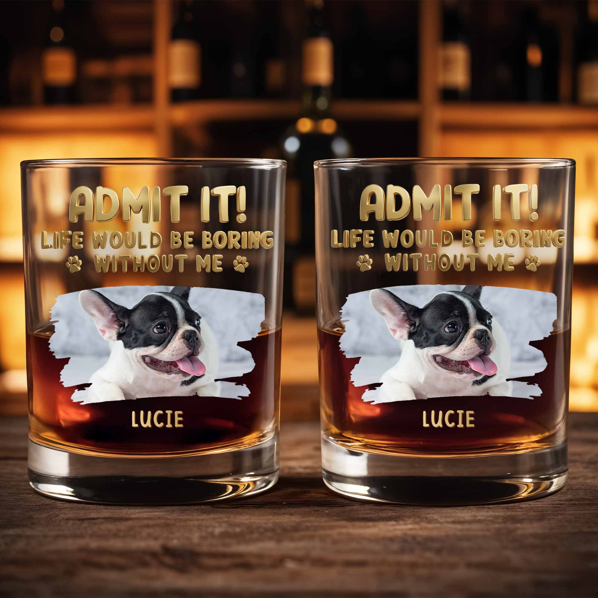 Personalized Whiskey Glass Custom Dog Photo Gift for Dad
