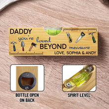Load image into Gallery viewer, Personalized Wooden Spirit Level Bottle Opener Gift for Dad
