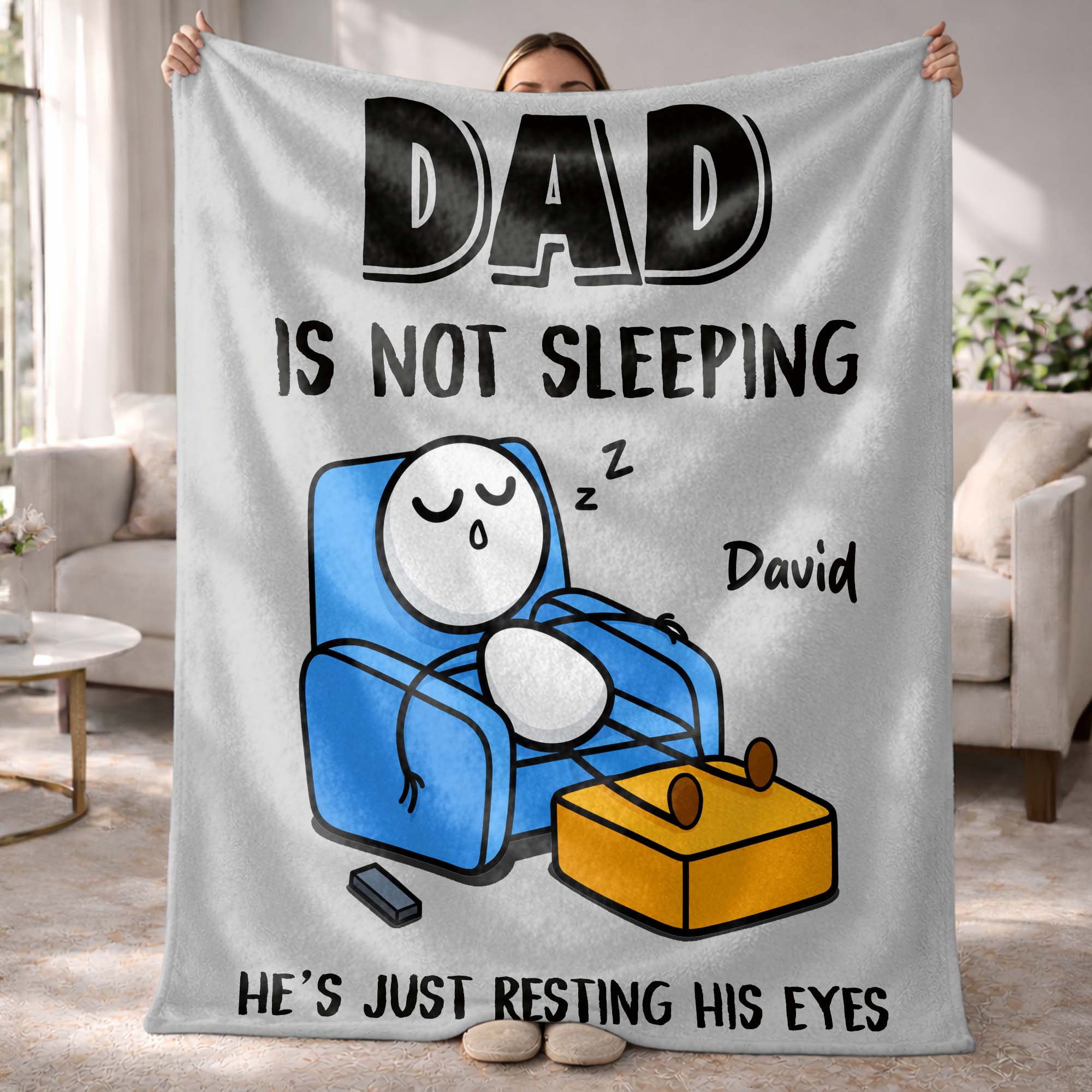 Personalized Fleece Blanket Gift for Dad Custom Name Funny