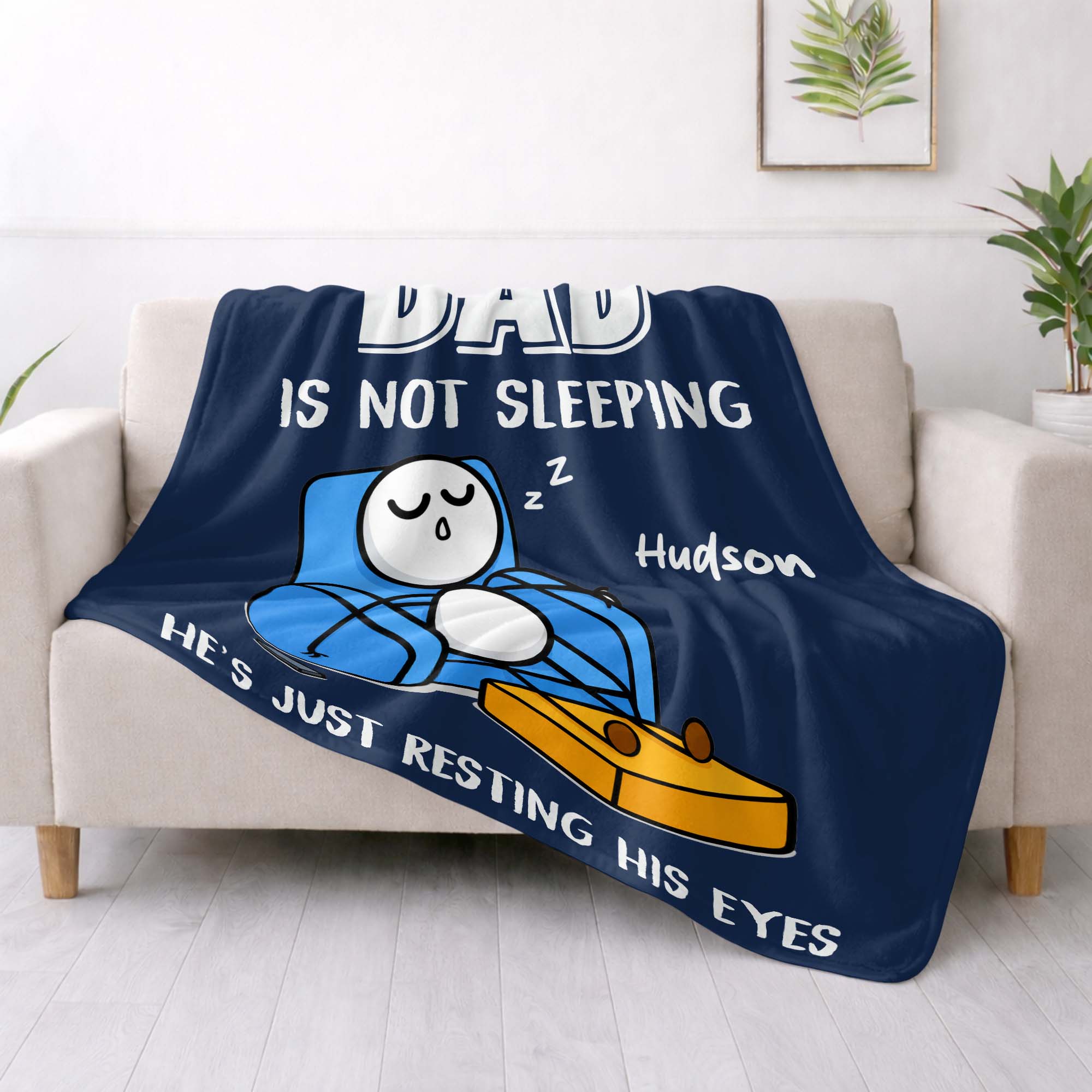 Personalized Fleece Blanket Gift for Dad Custom Name Funny