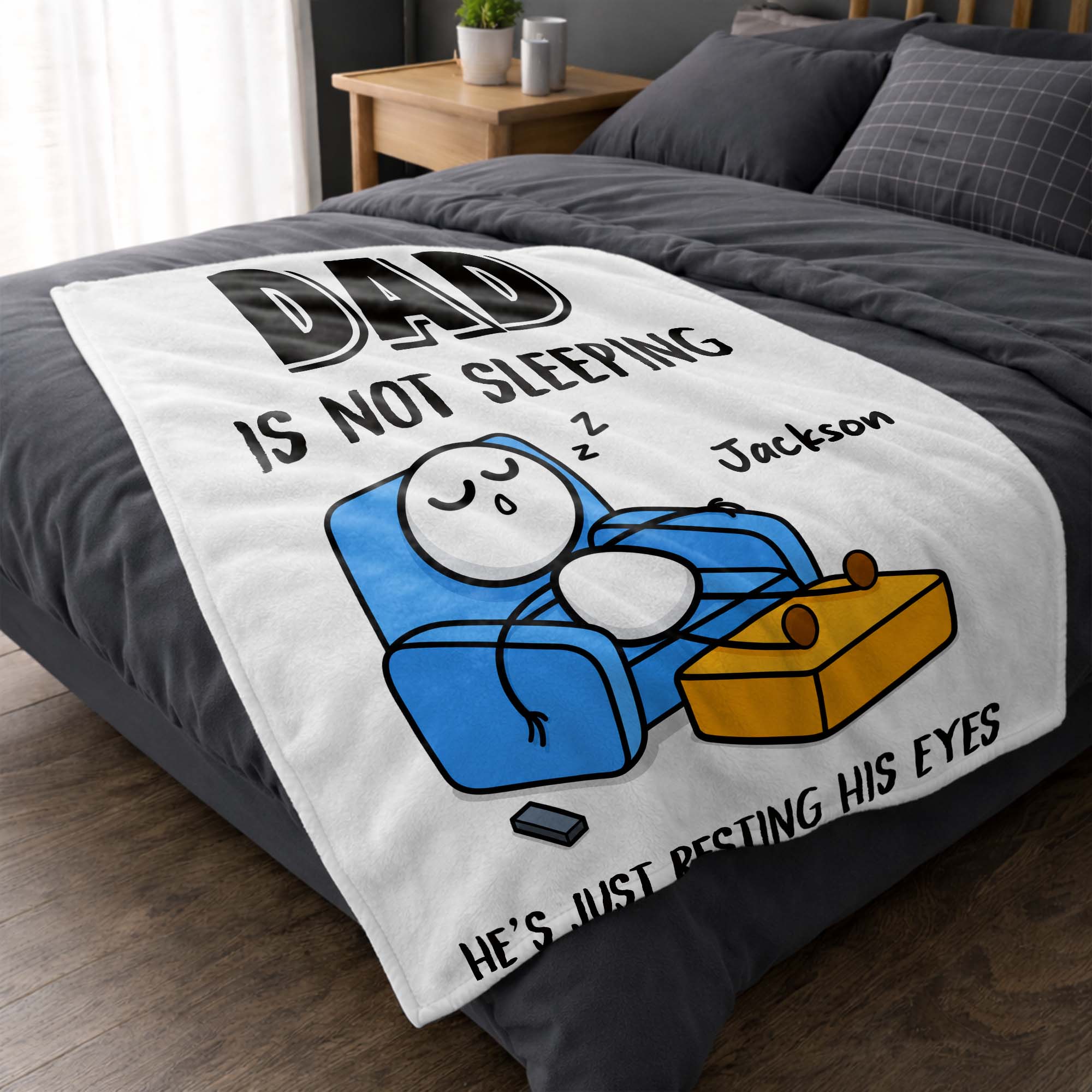 Personalized Fleece Blanket Gift for Dad Custom Name Funny