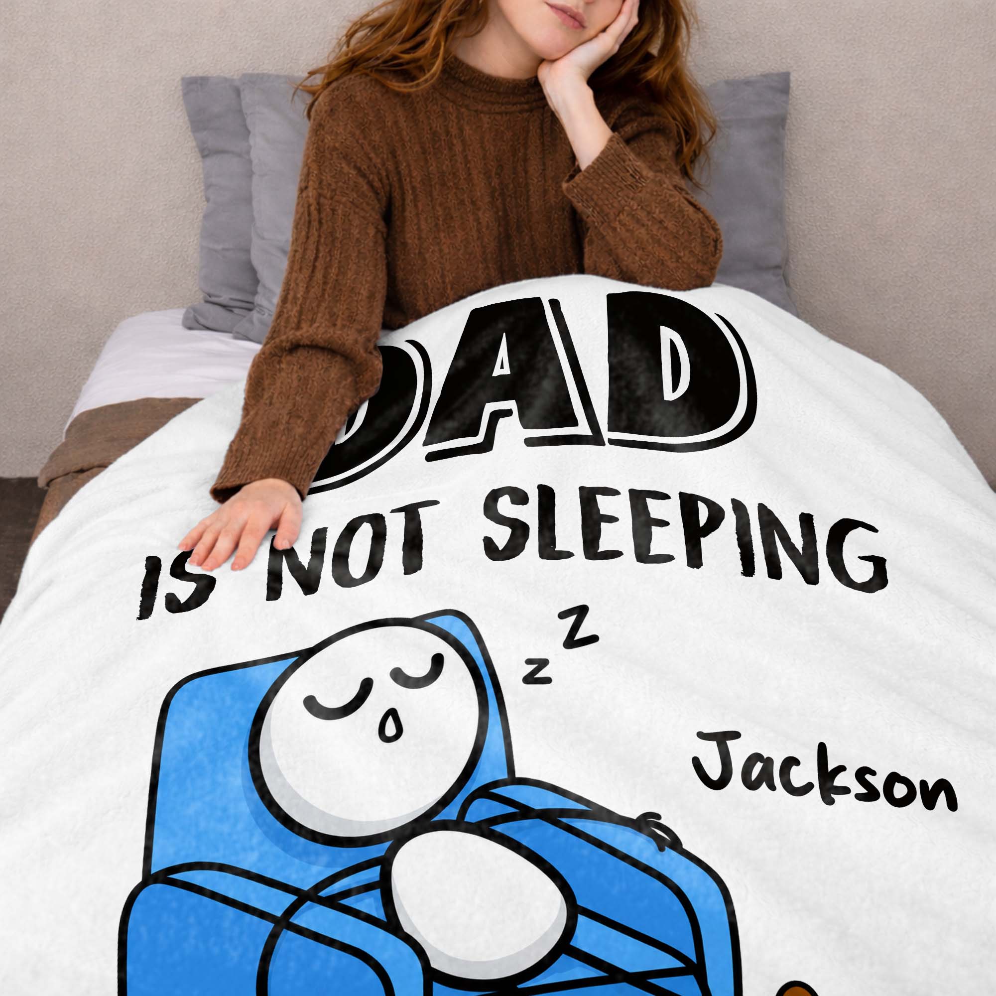 Personalized Fleece Blanket Gift for Dad Custom Name Funny