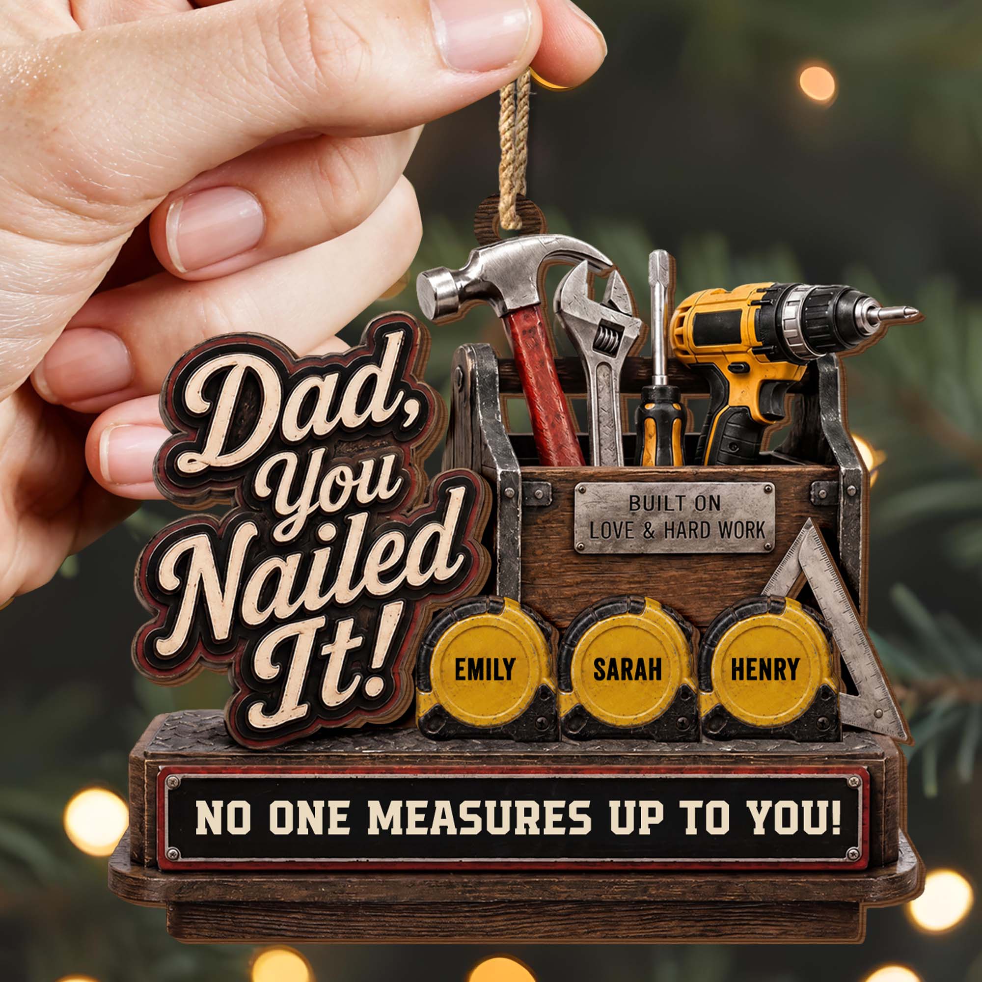 Personalized Double Layer Wood Ornament for Dad Gift Idea