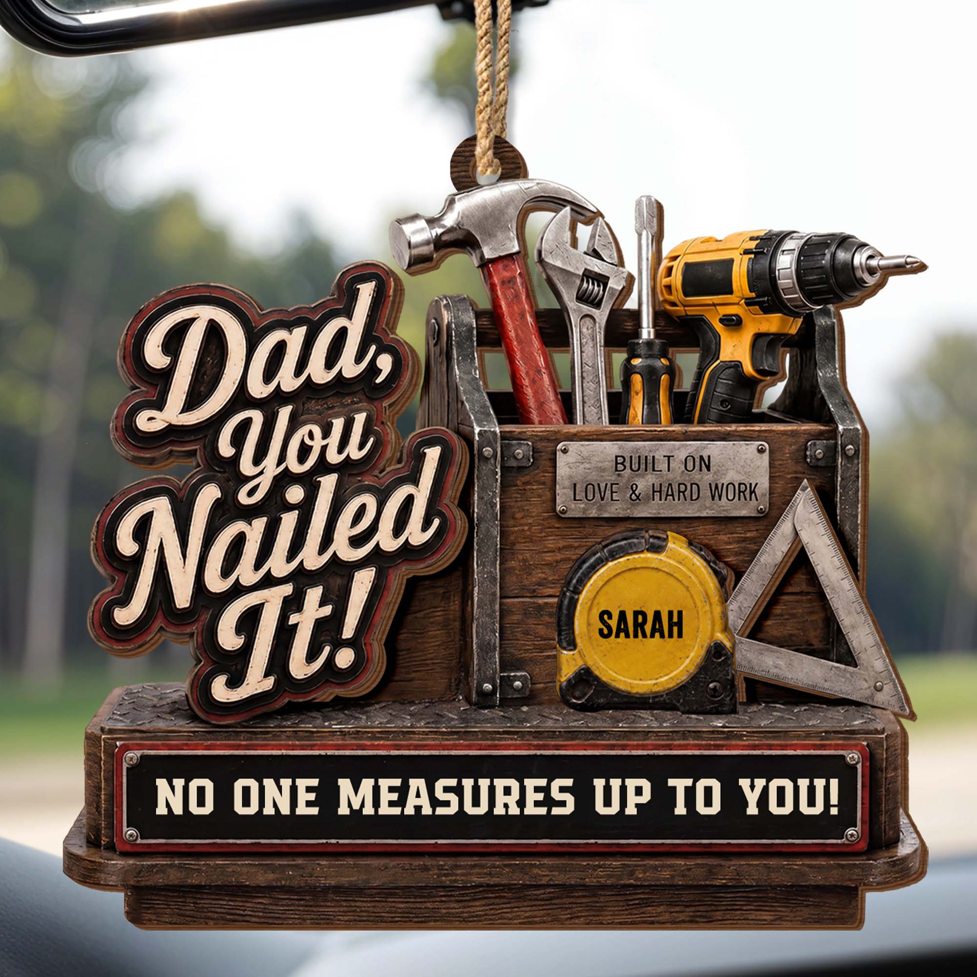 Personalized Double Layer Wood Ornament for Dad Gift Idea