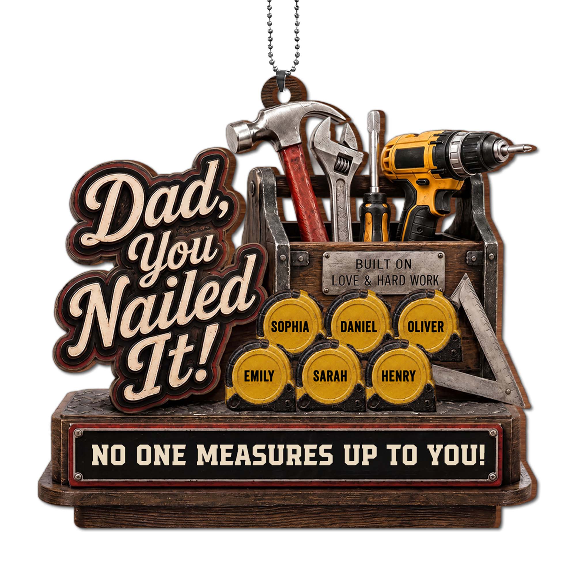 Personalized Wood Ornament Custom Name Gift for Dad's Car