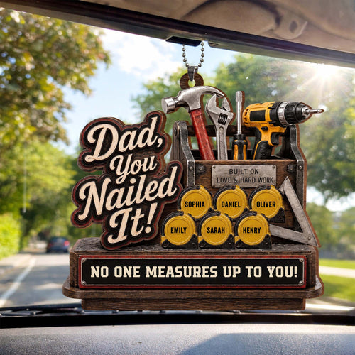Personalized Wood Ornament Custom Name Gift for Dad's Car