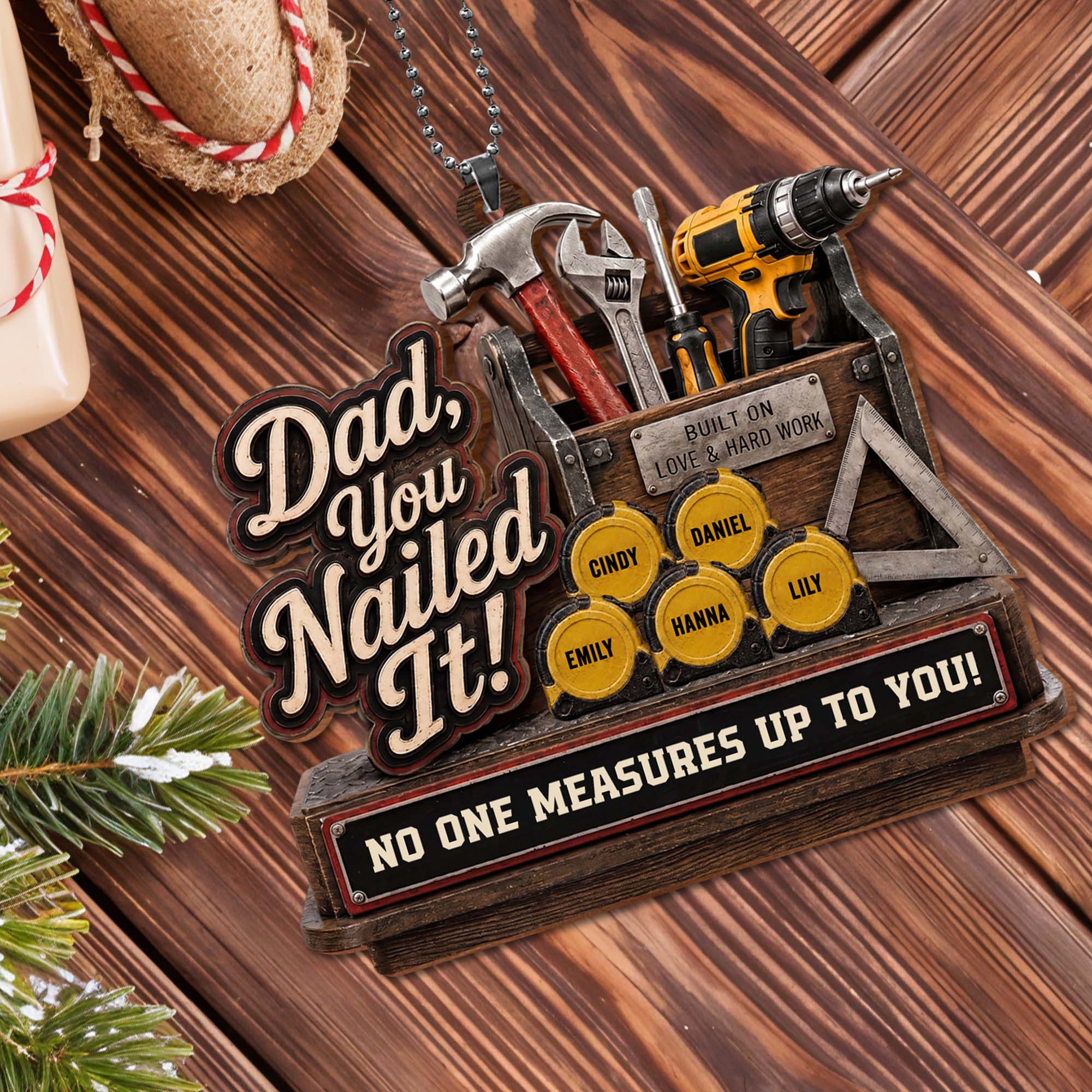 Personalized Wood Ornament Custom Name Gift for Dad's Car